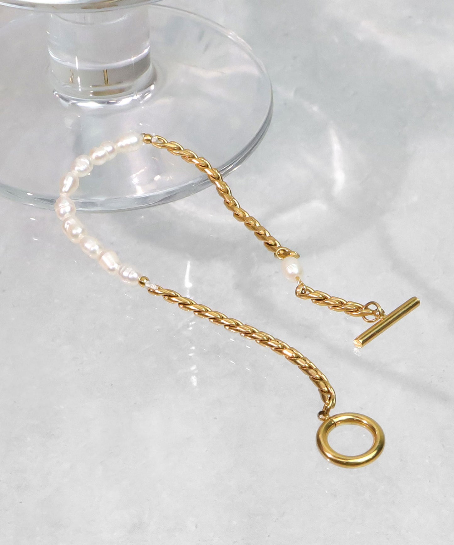 blackdia ocean リトルパール×チェーンブレスレット