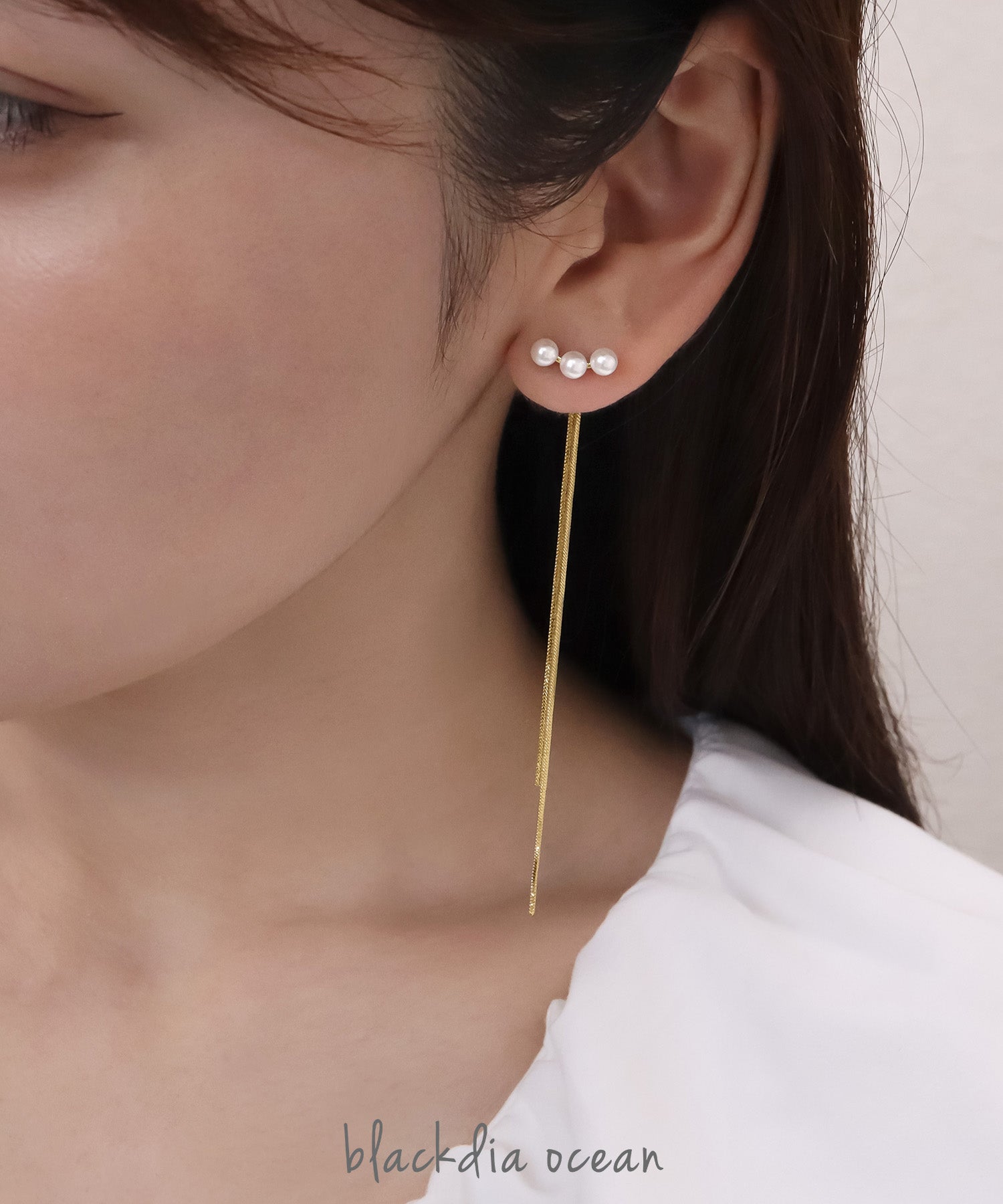 GW特別価格】blackdia ocean パール ロングチェーン ピアス/イヤリング