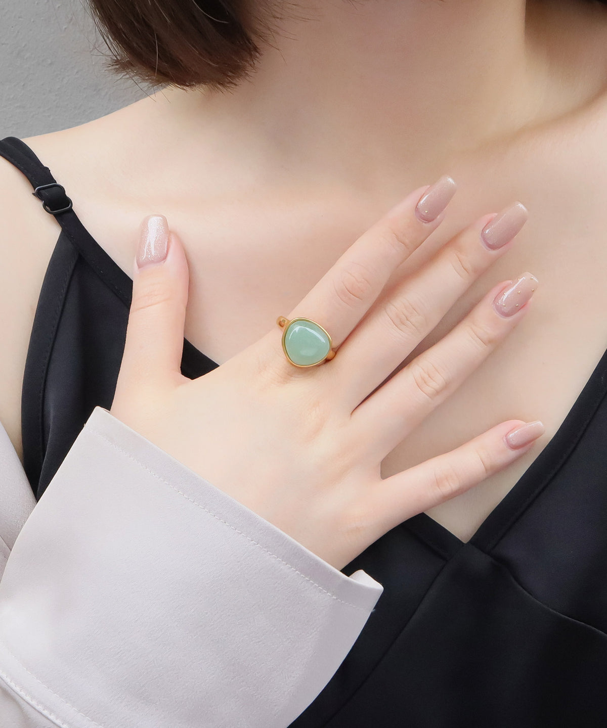 blackdia ocean オーバルカラーストーンリング