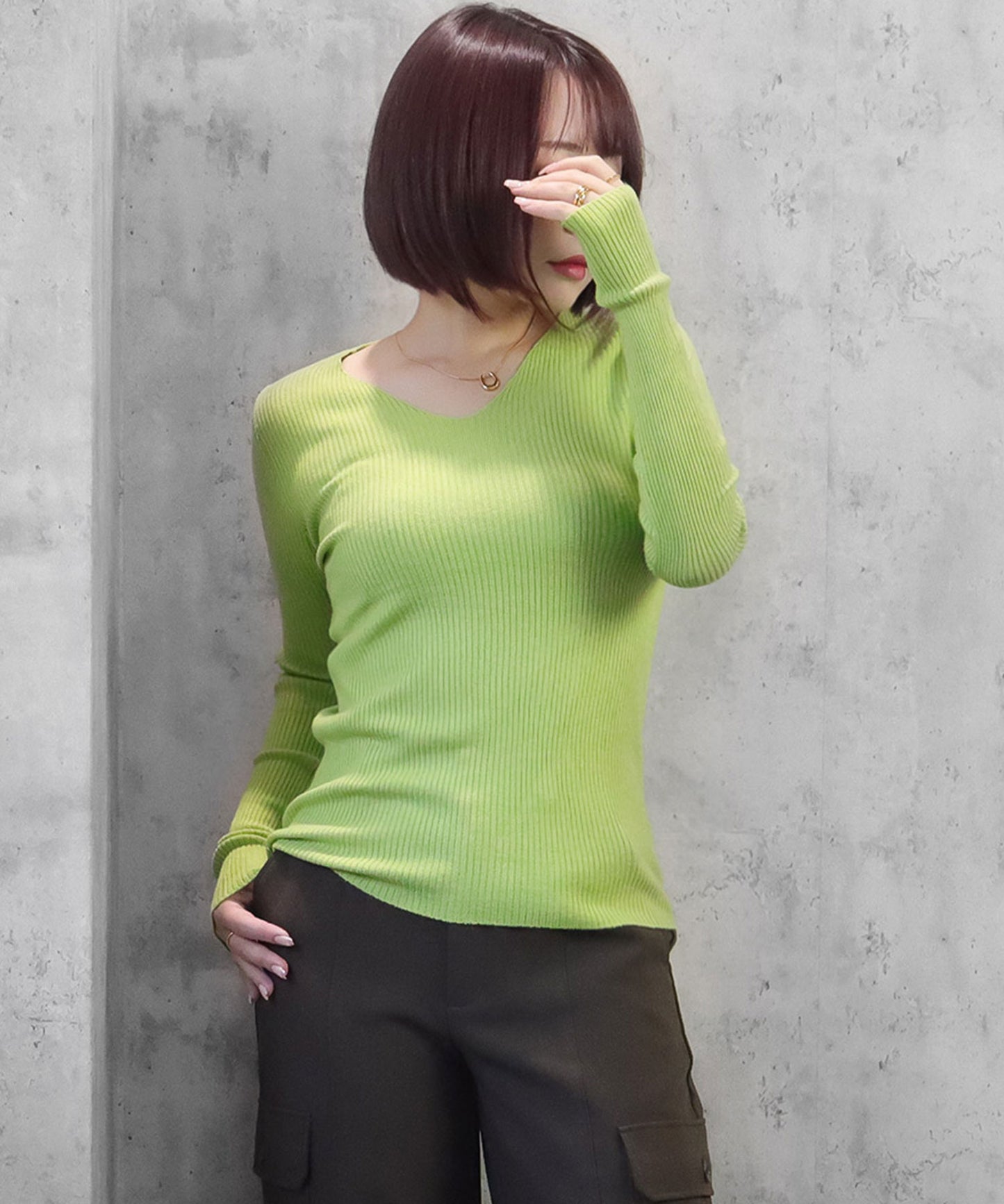 blackdia ocean Vネック リブニット (2colors)