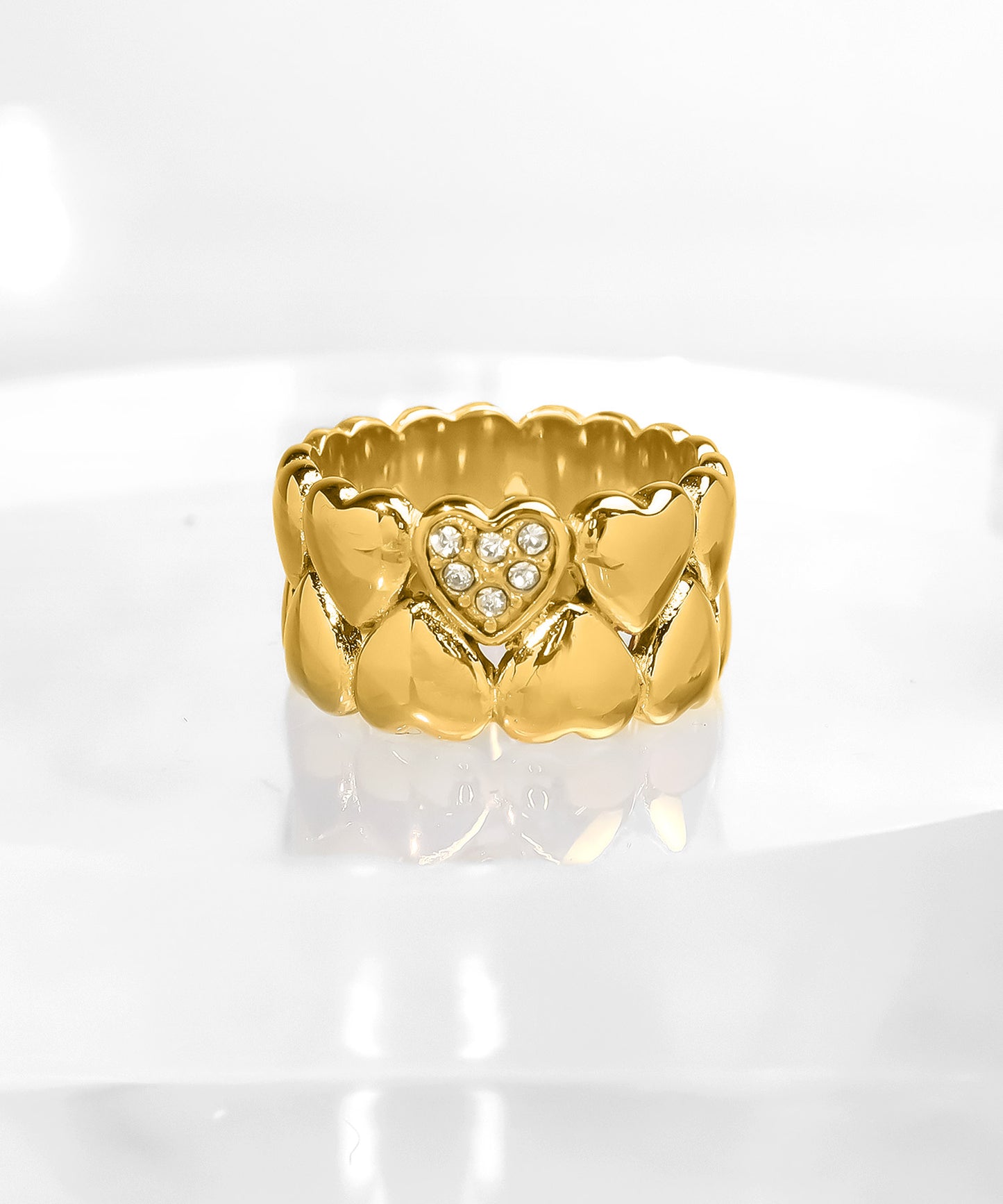 blackdia ocean ハートダブルラインリング