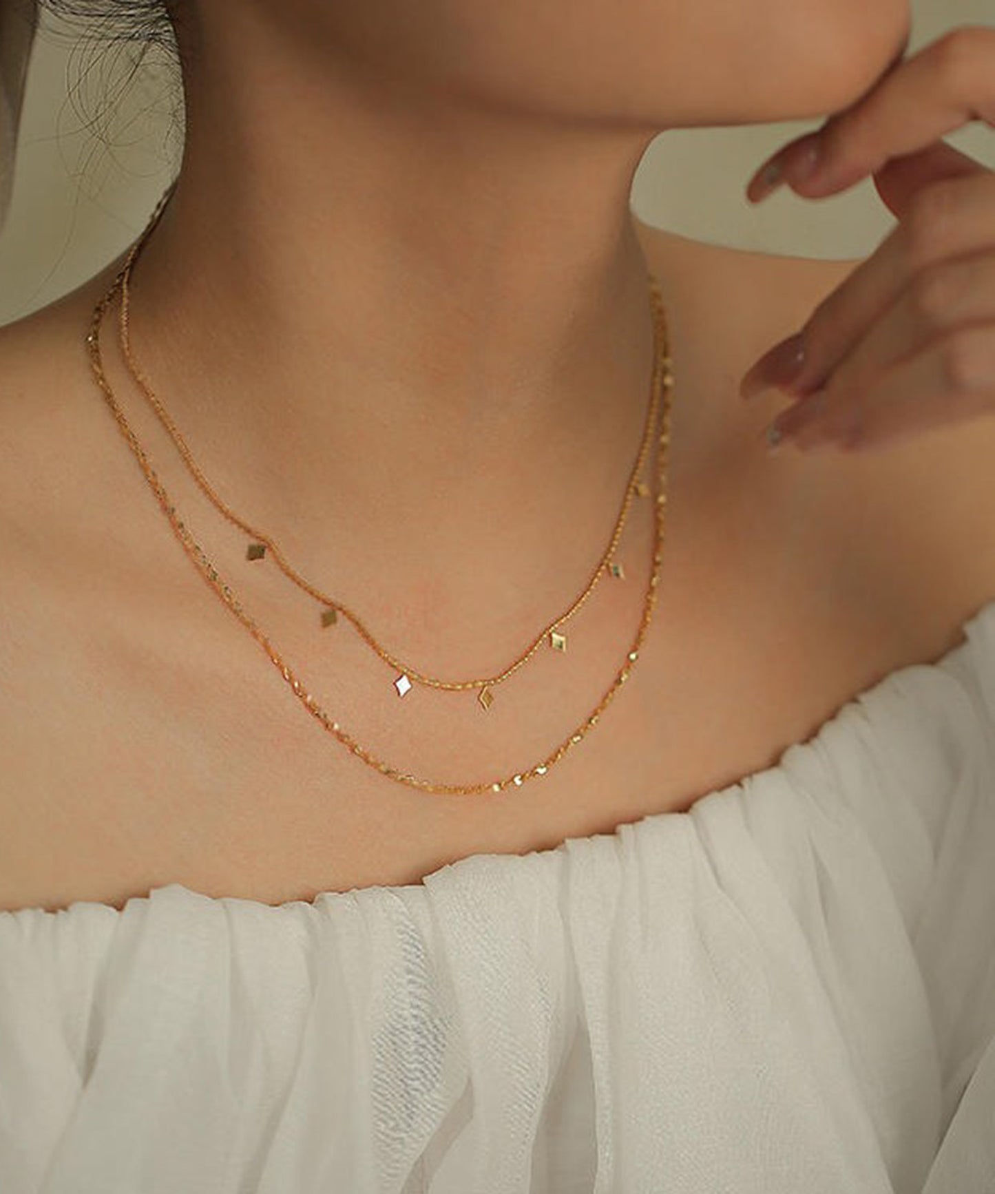 blackdia ocean ダイヤダブルチェーンネックレス