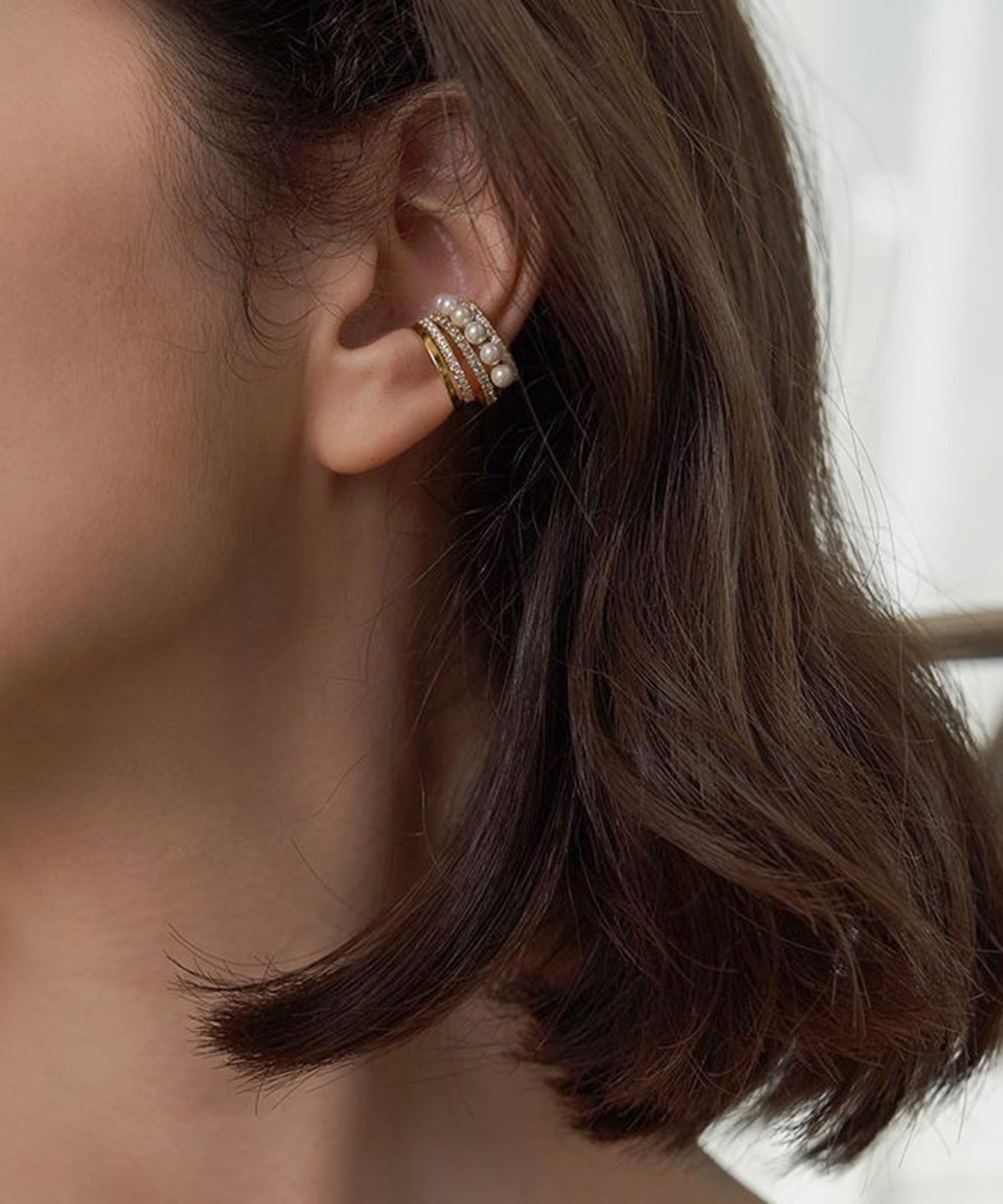 blackdia ocean パール&ジルコニア レイヤードイヤーカフ