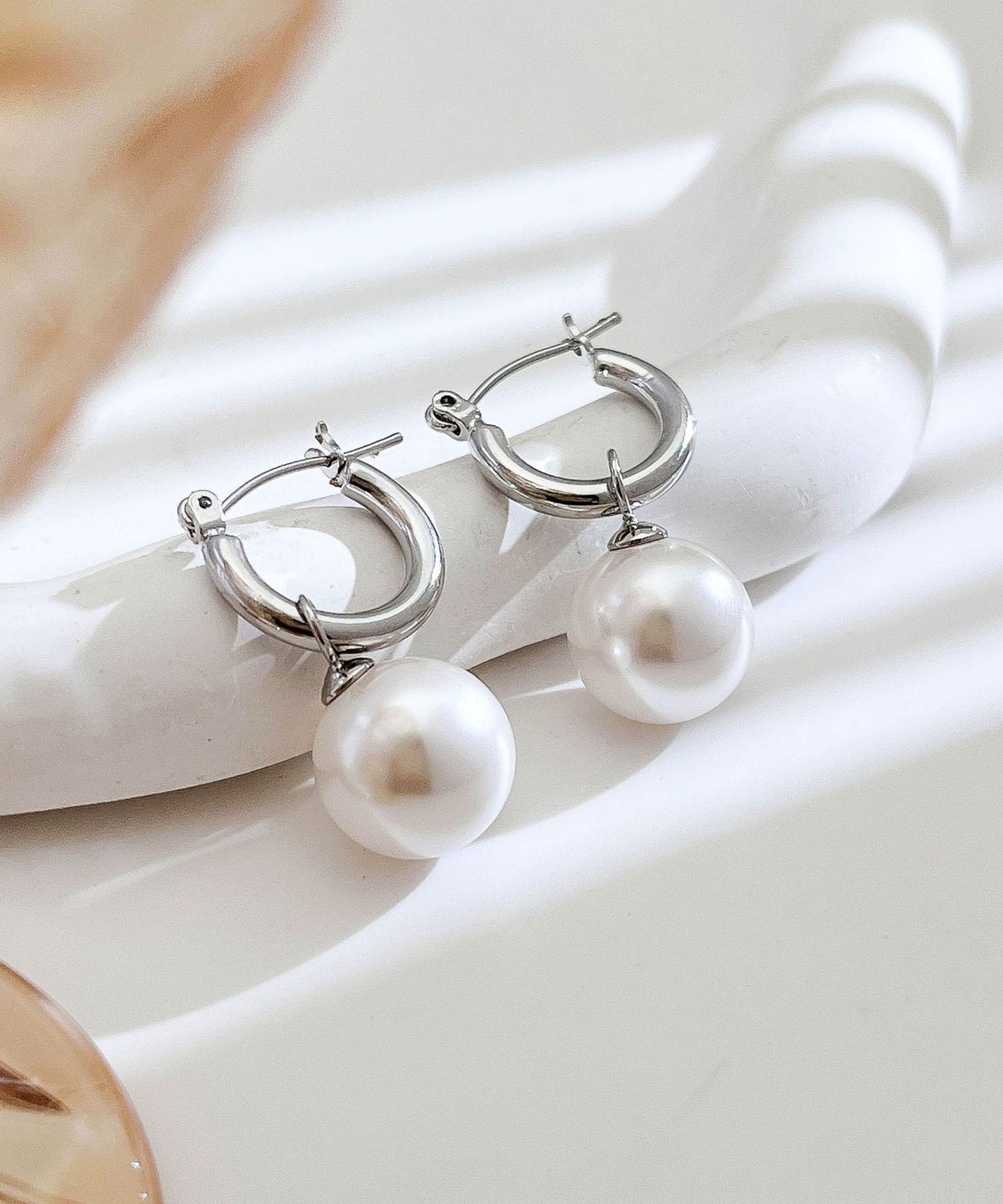 blackdia ocean ホワイトパール フープピアス/イヤリング