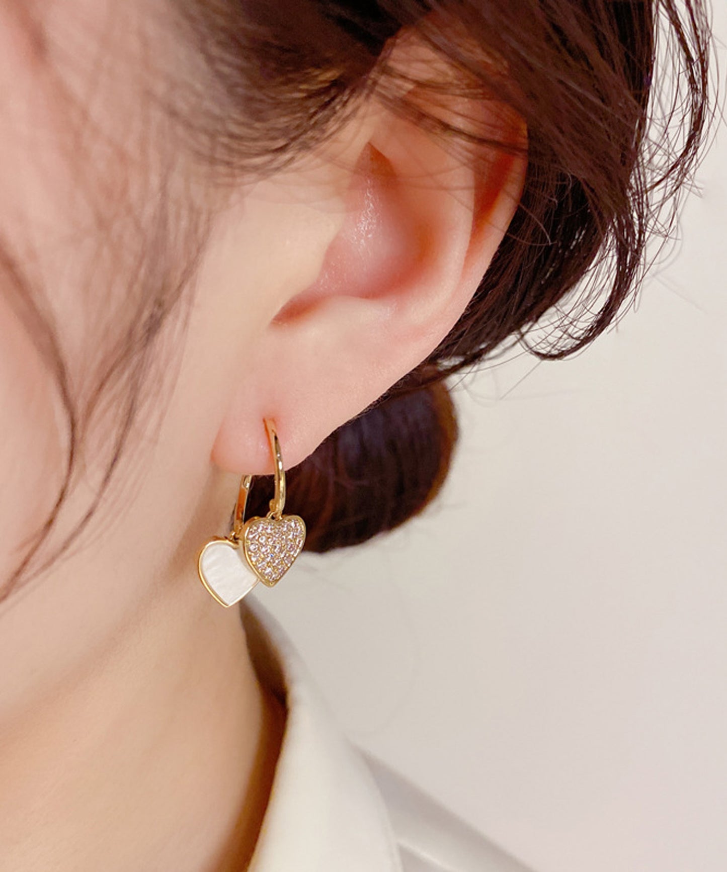 blackdia ocean ダブルハート ジルコニアピアス