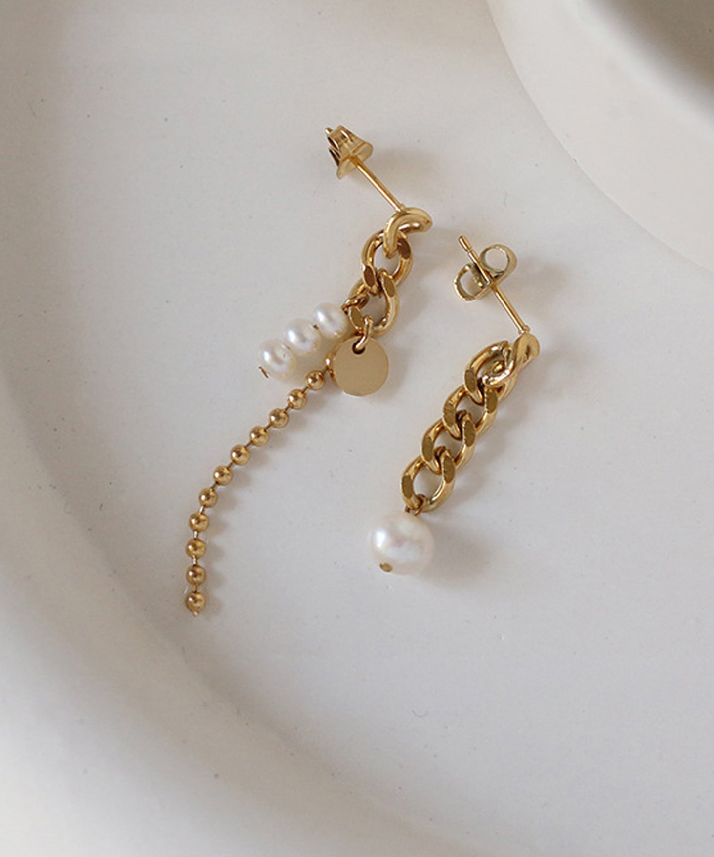 blackdia ocean アシンメトリーパールチェーンピアス