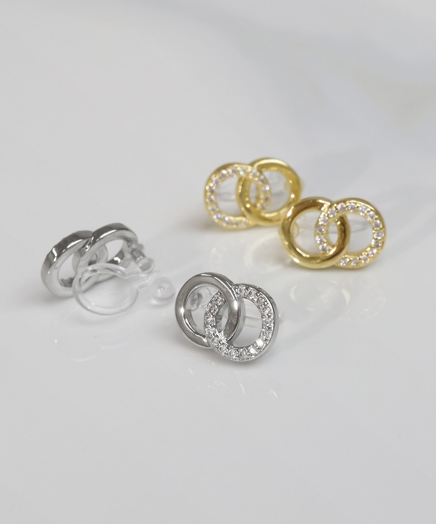 blackdia ocean ジルコニアダブルリングピアス/イヤリング