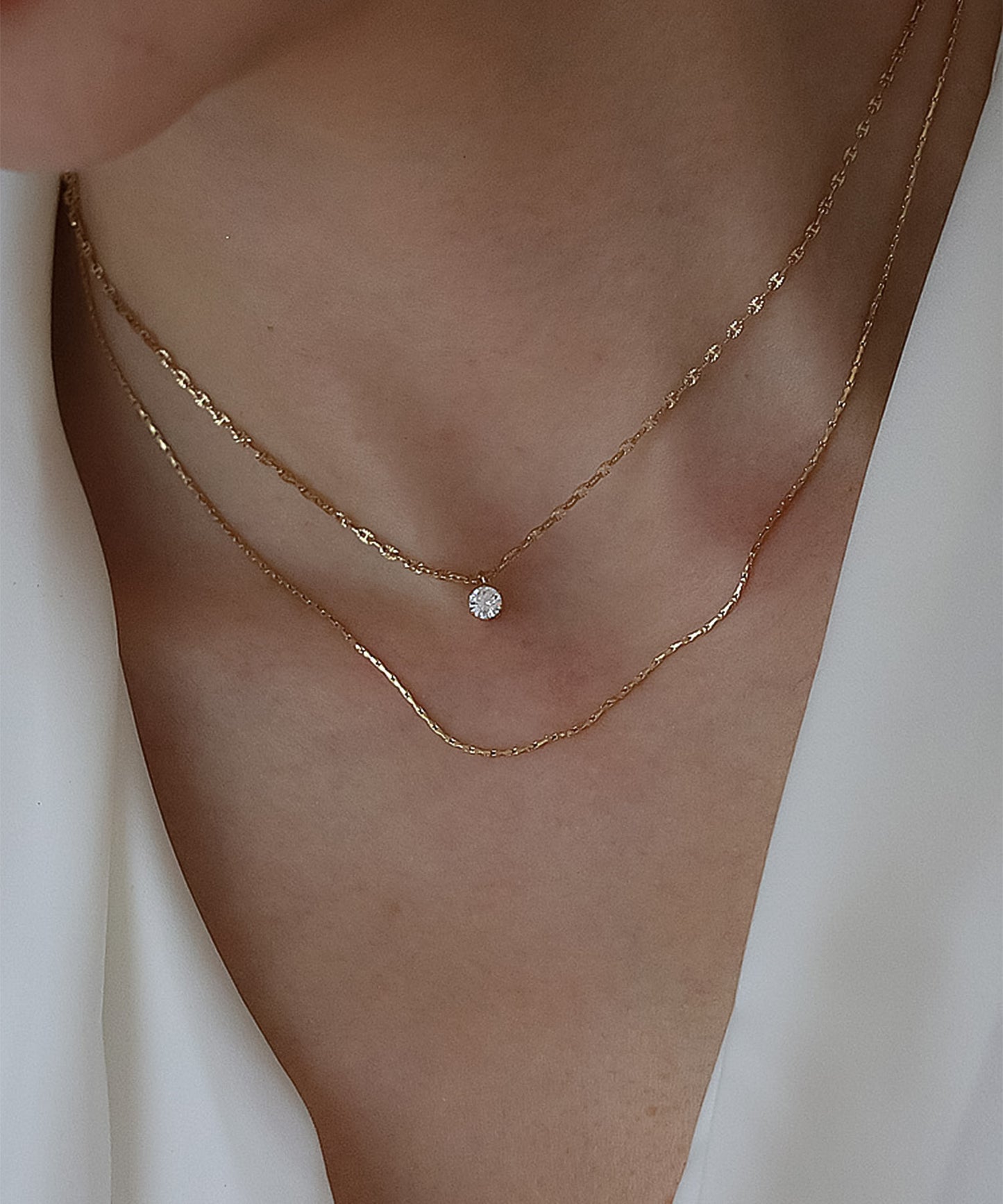 blackdia ocean ジルコニアダブルチェーンネックレス