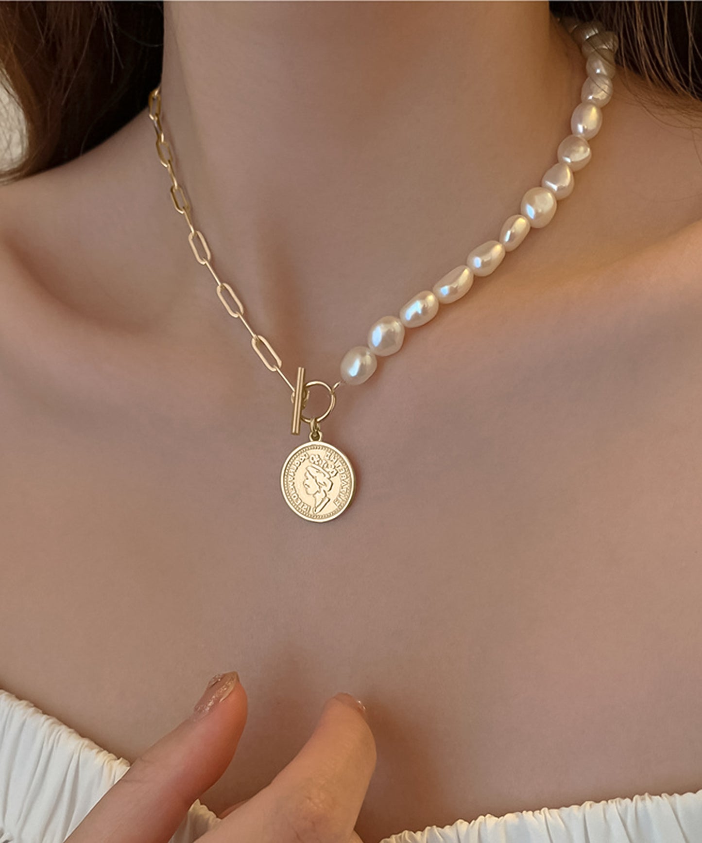 blackdia ocean バロックパール コインネックレス