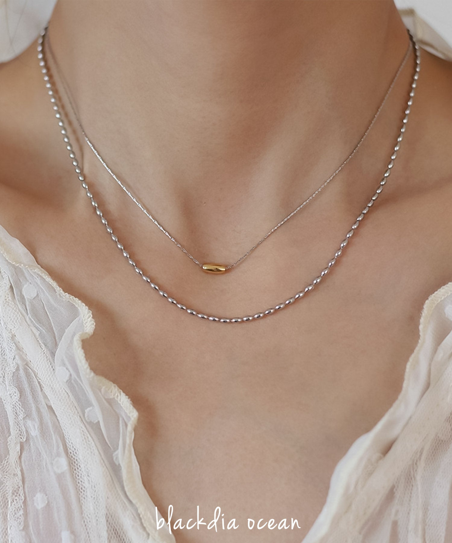 blackdia ocean バイカラー ダブルチェーンネックレス