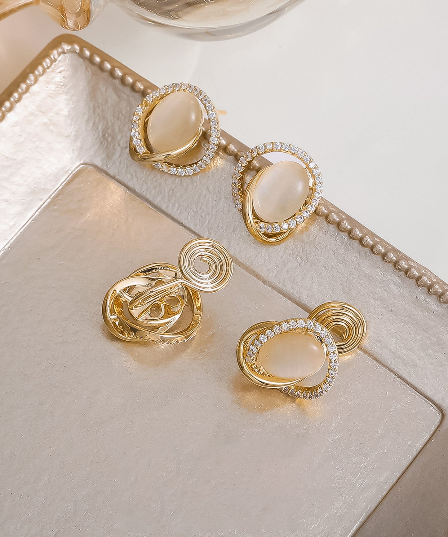 blackdia ocean サークルフレーム ストーンピアス/イヤリング