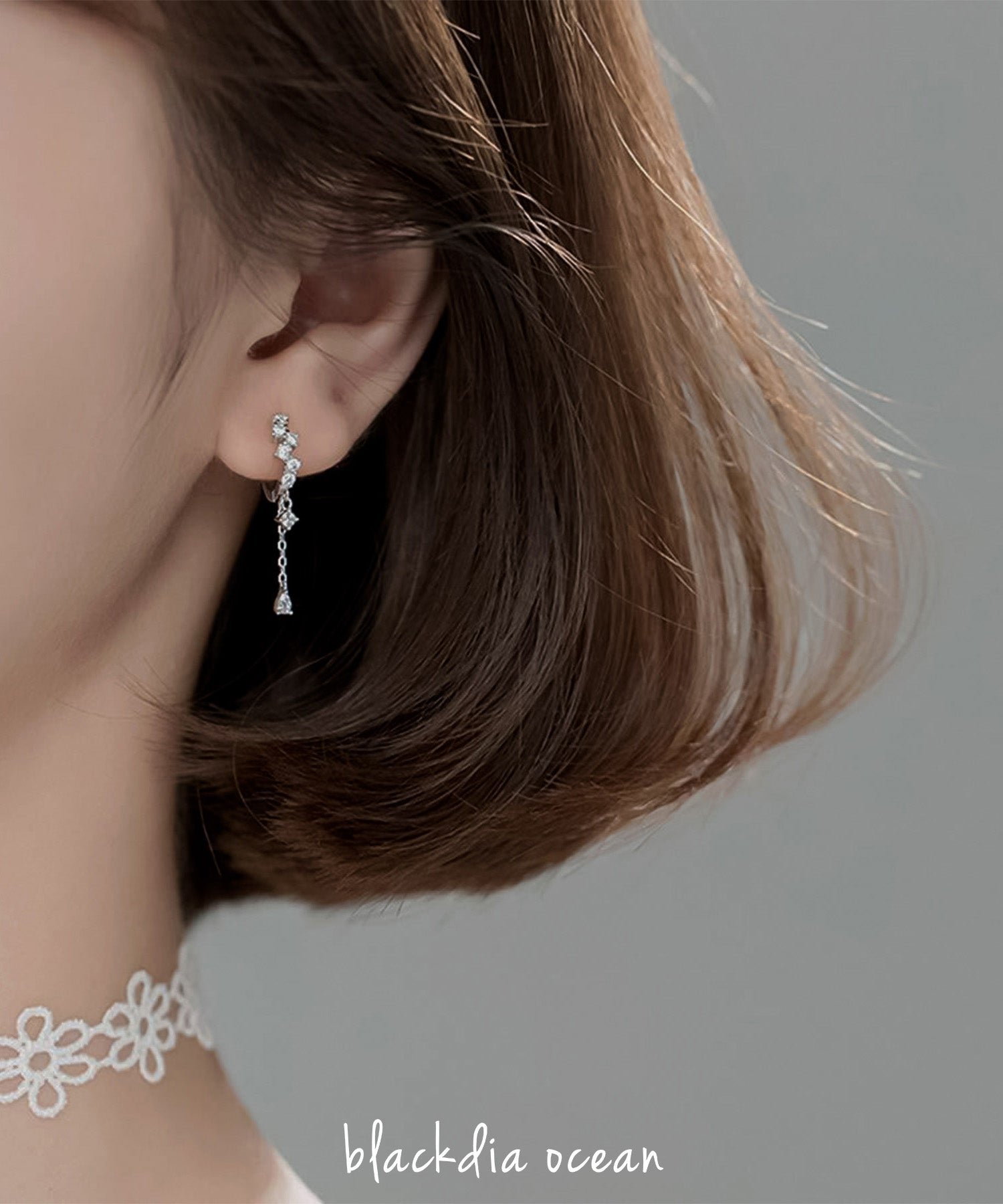 blackdia ocean ジルコニア ドロップチェーン ピアス
