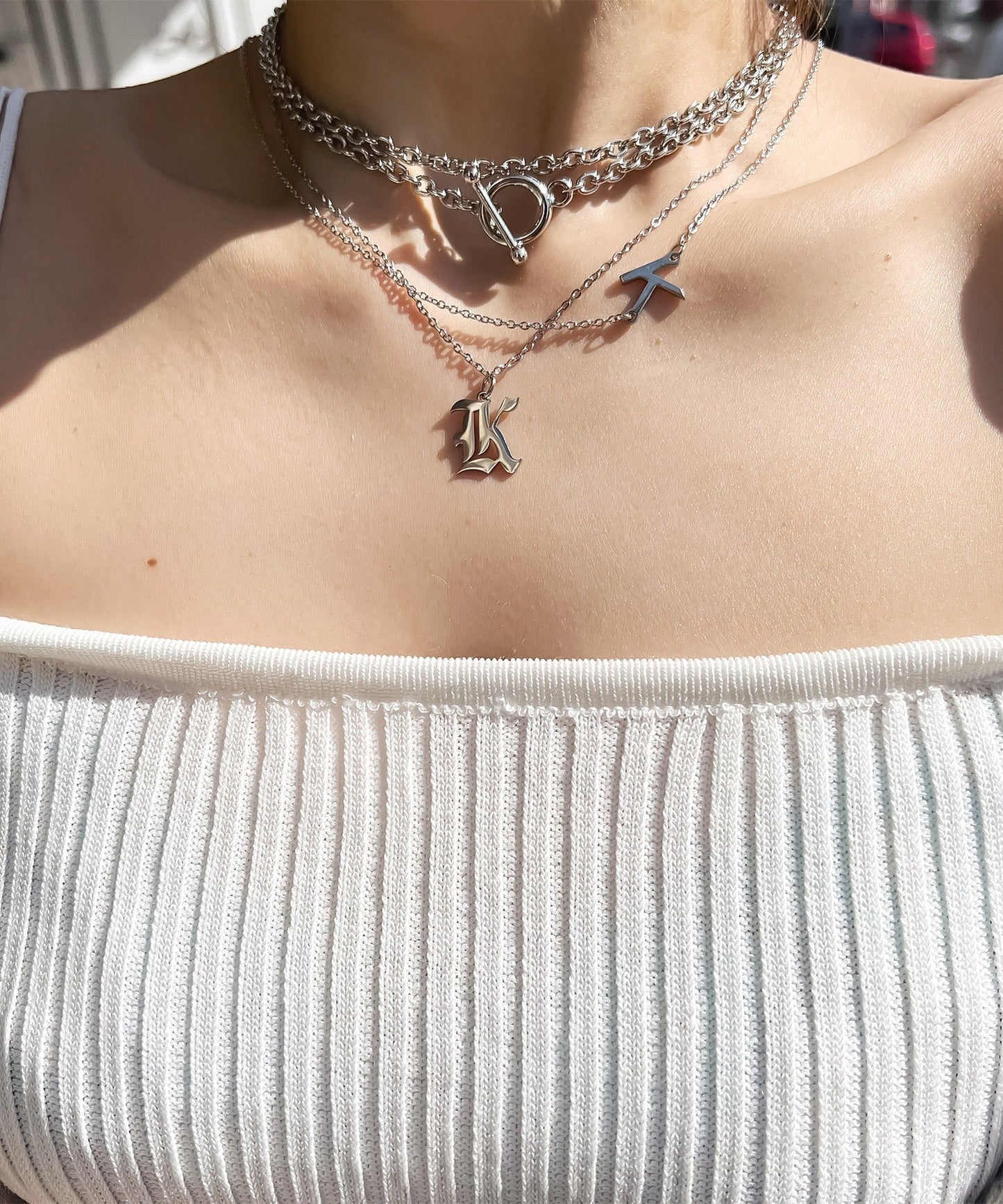 blackdia ocean ステンレス イニシャルネックレス