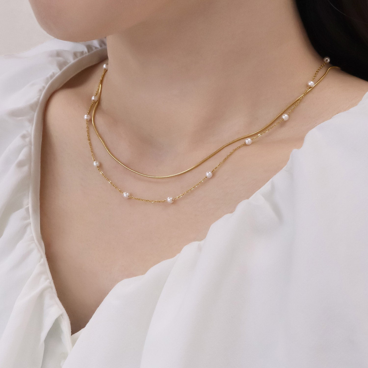 pearl necklace＆snake necklace