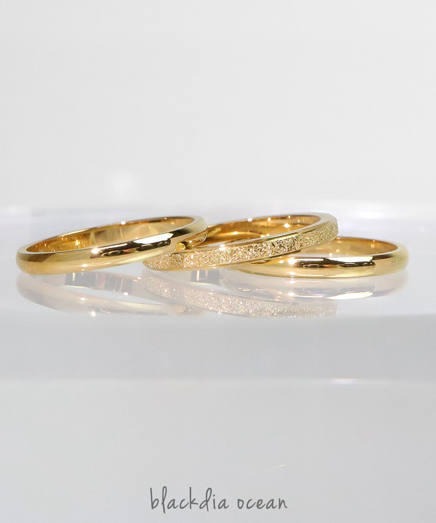 【今週末限定価格】blackdia ocean グリッターシンプル3点リング