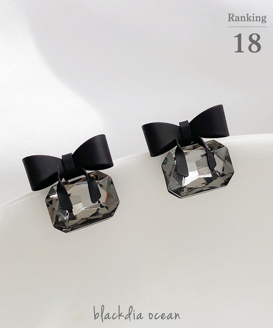 【今週末限定価格】blackdia ocean スクエアストーン リボンピアス/イヤリング