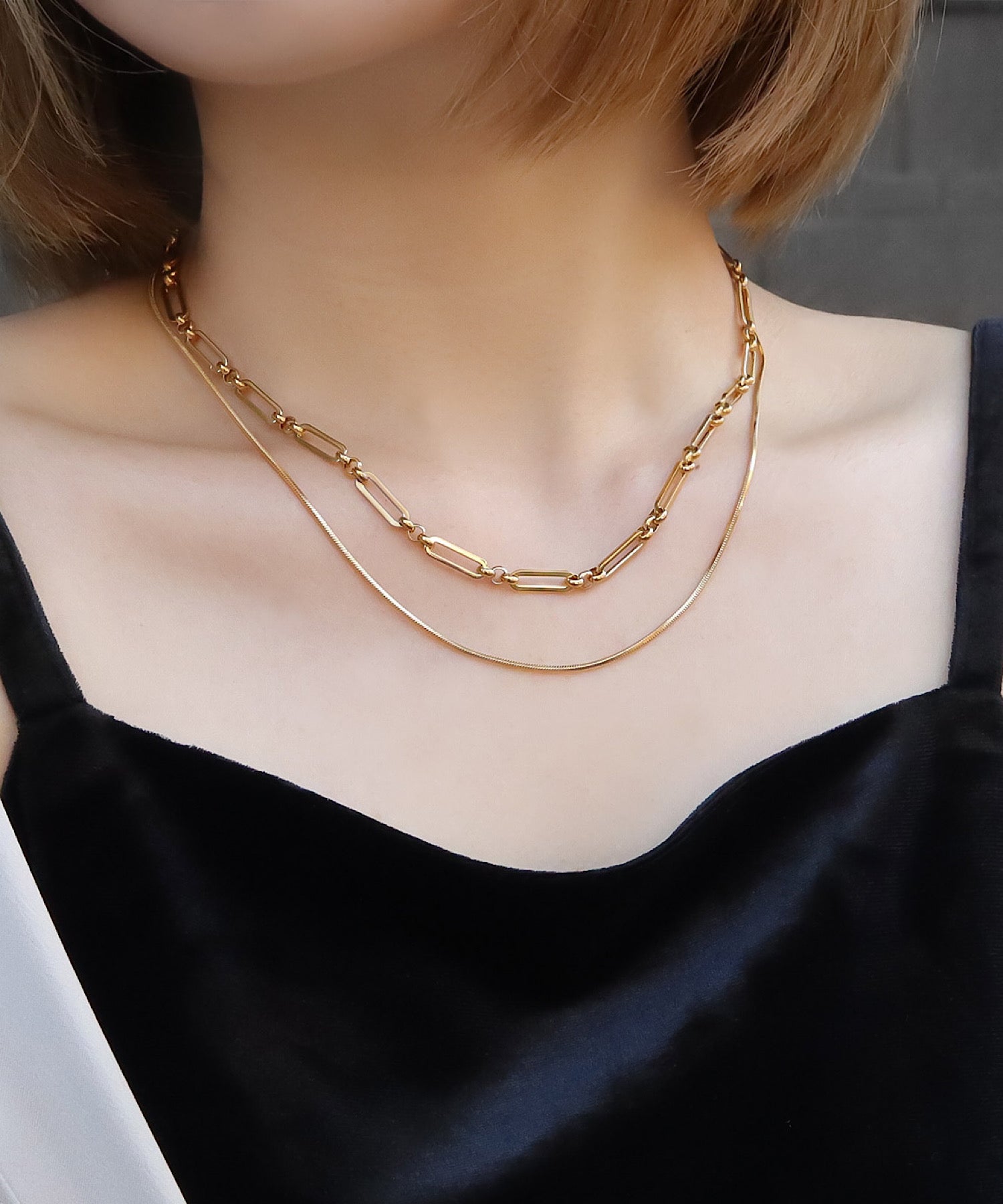 blackdia ocean ダブルデザインチェーンネックレス (2本セット)