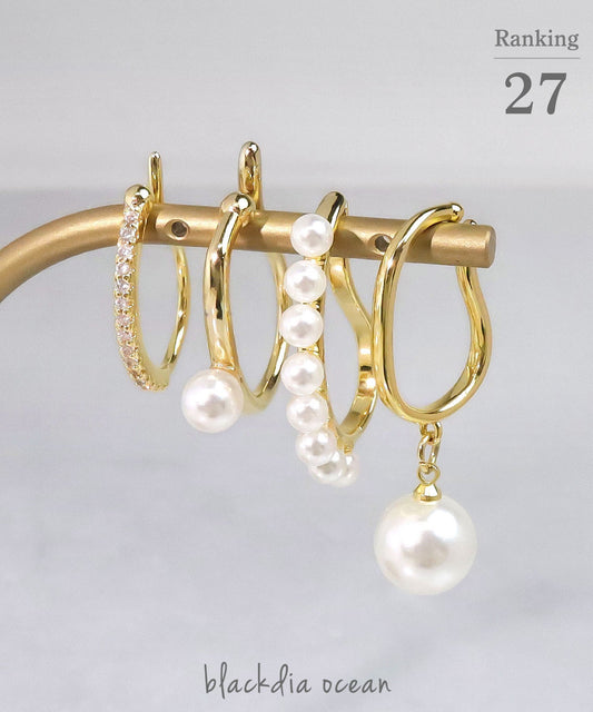 blackdia ocean パールジルコニアイヤーカフ4セット