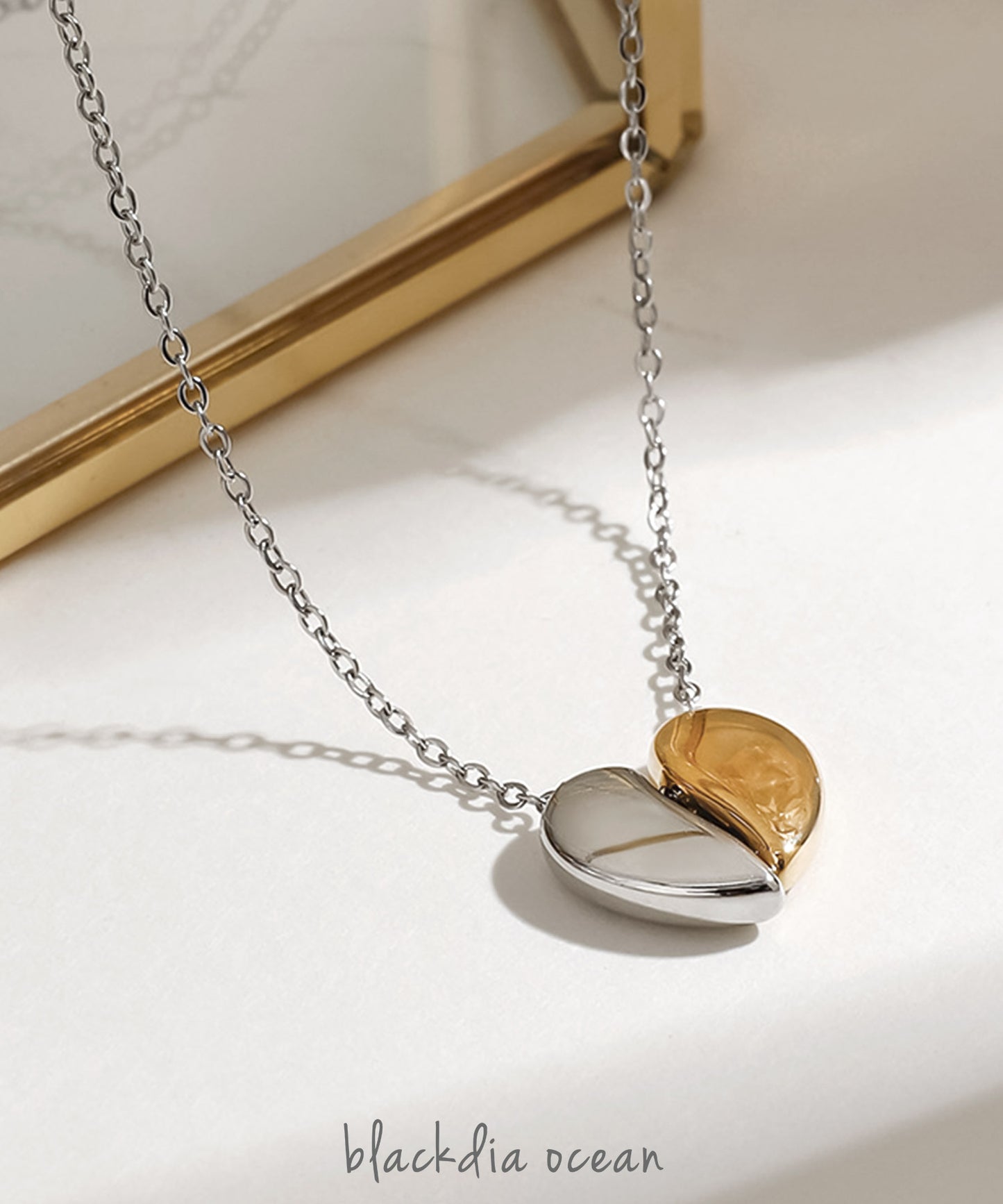 blackdia ocean バイカラー ハートネックレス