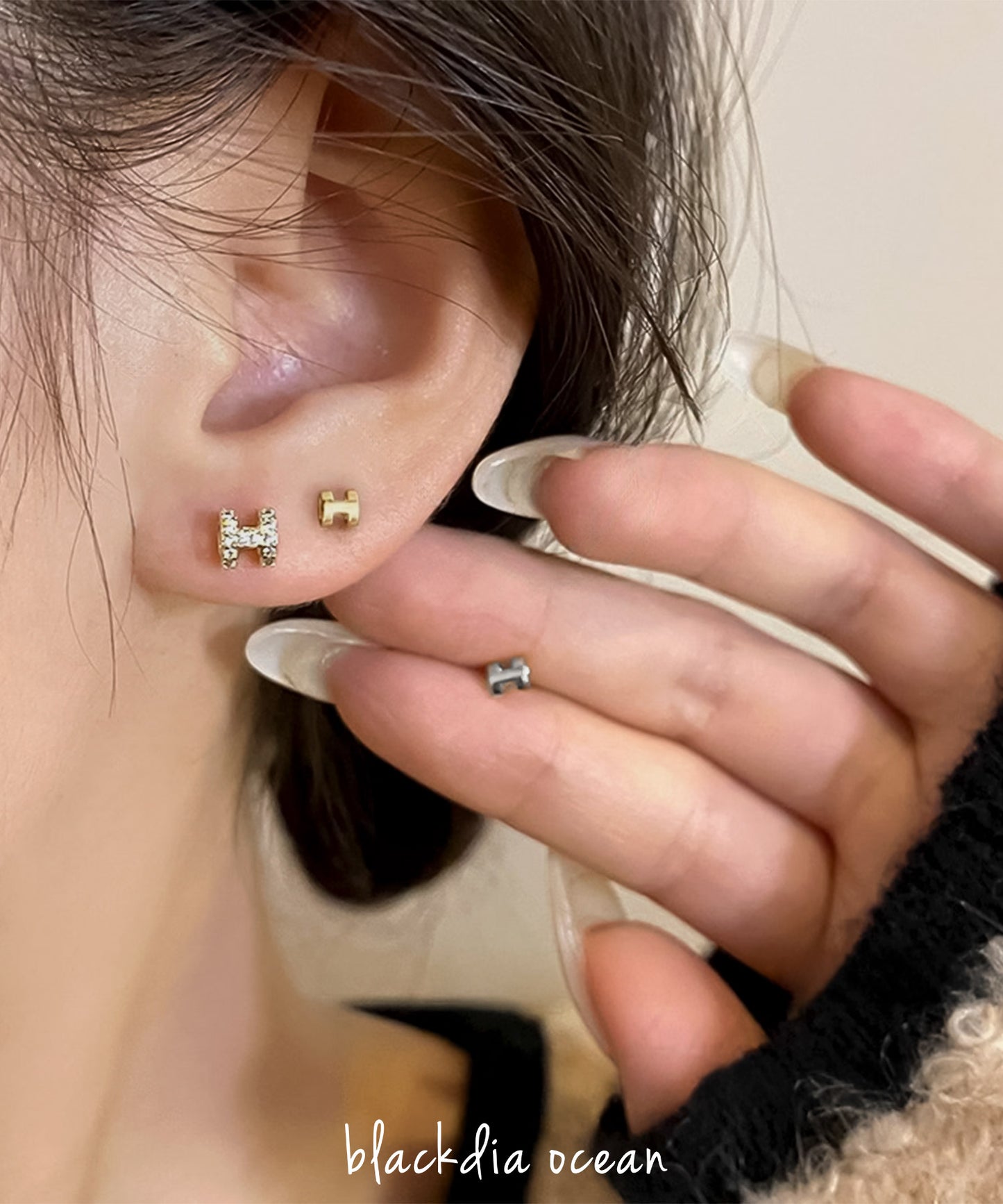 blackdia ocean Hモチーフ ミニピアス silver925