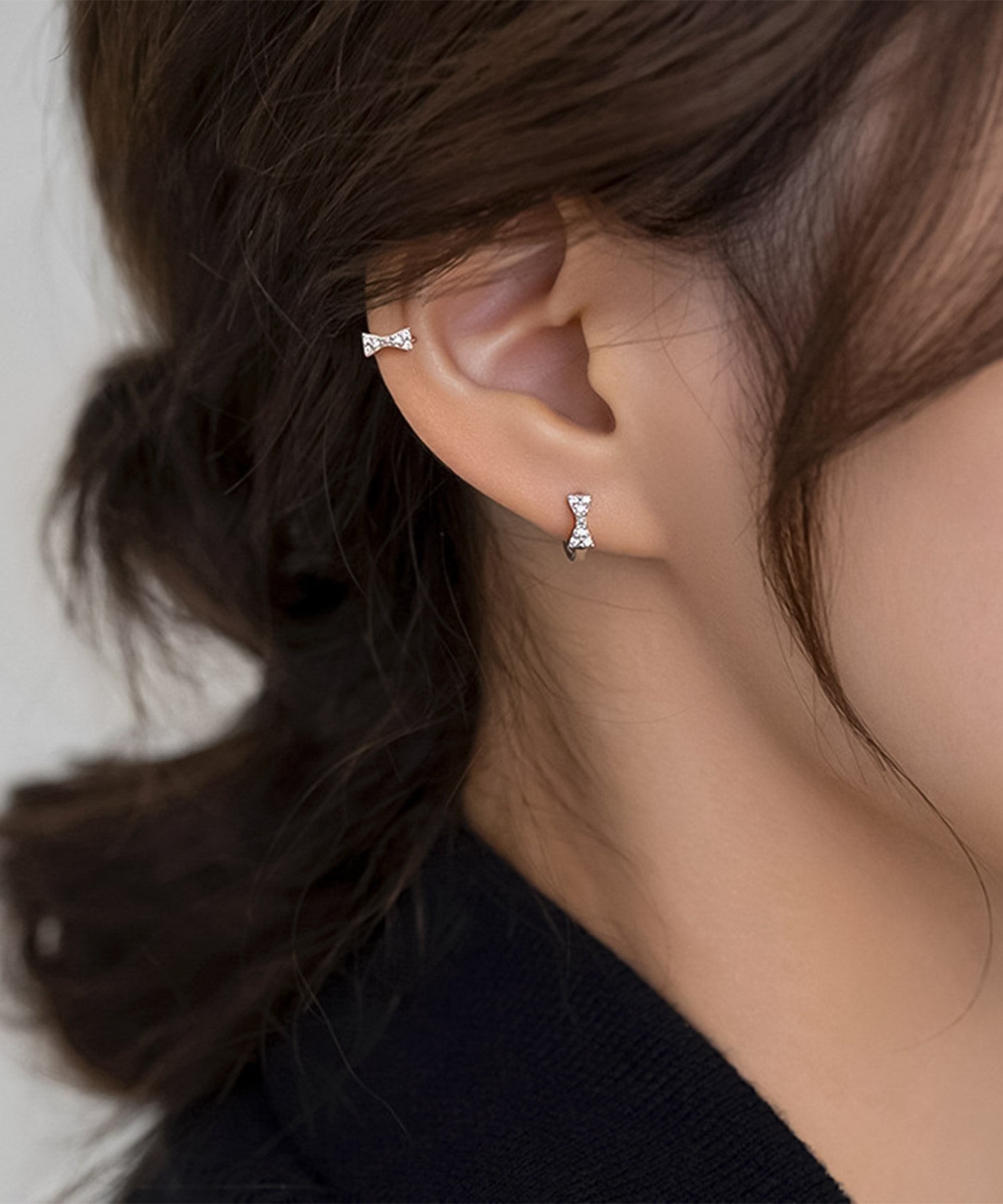今週末限定価格】blackdia ocean ミニリボン フープピアス