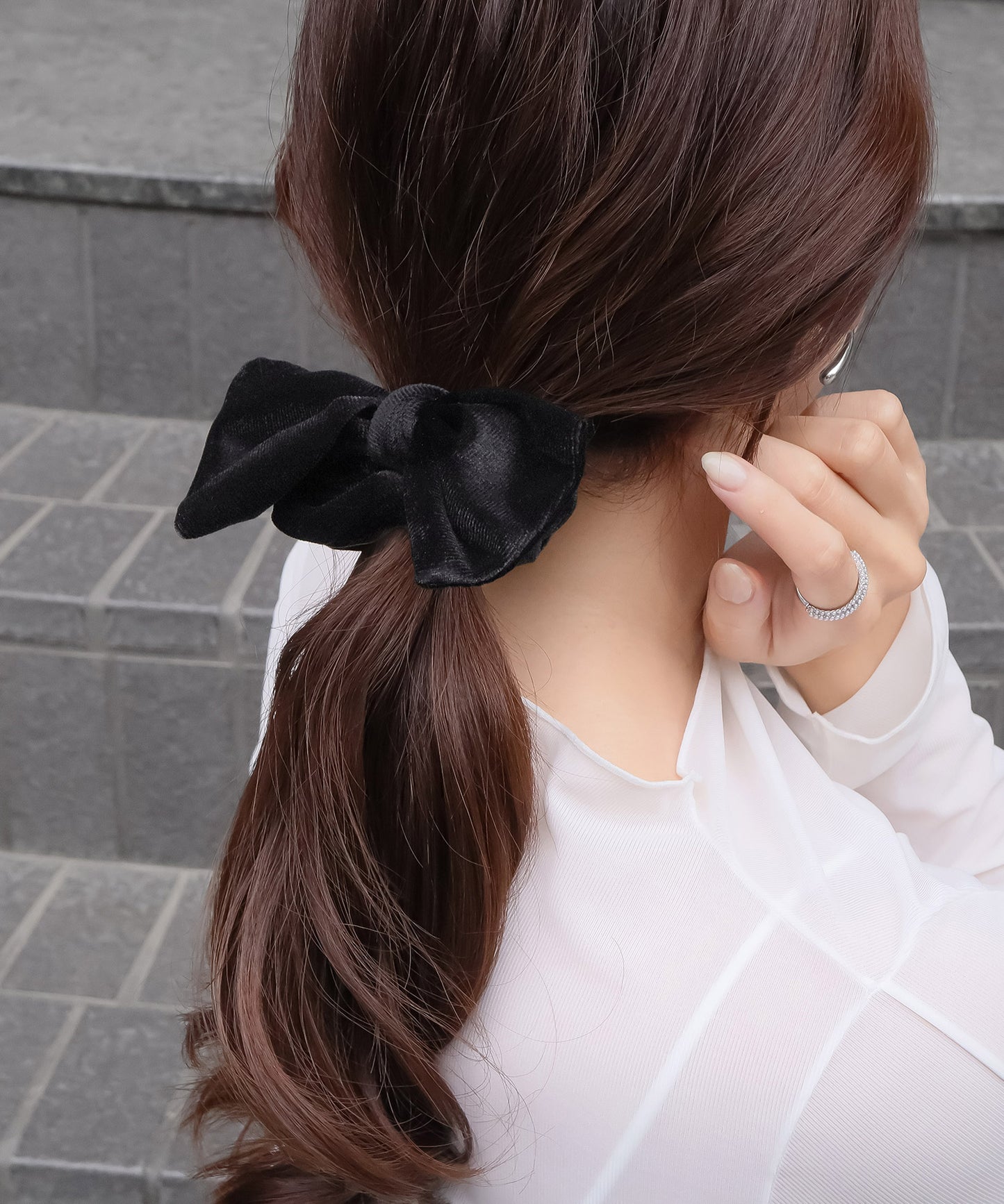 【今週末限定価格】blackdia ocean 2type ベロア リボンシュシュ