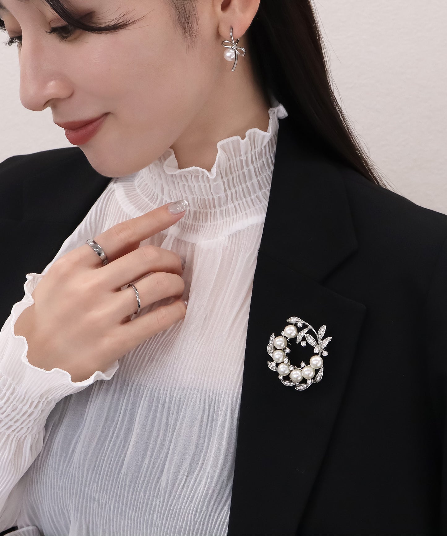 blackdia ocean ニュアンスリボン パールピアス