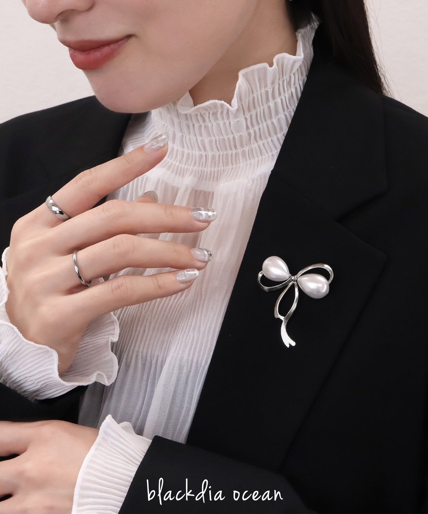 blackdia ocean ニュアンスリボンパールブローチ