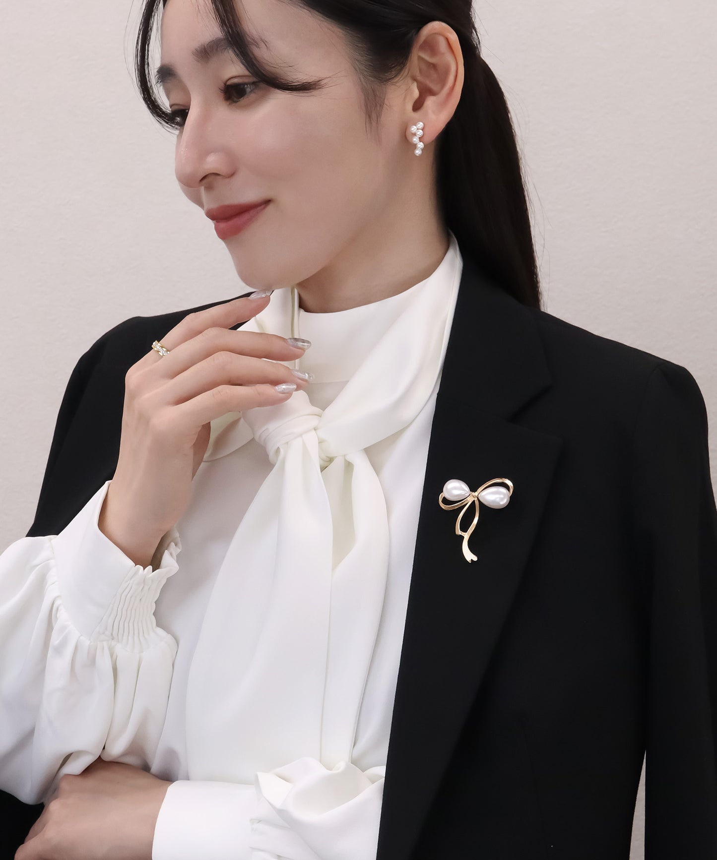 blackdia ocean ニュアンスリボンパールブローチ