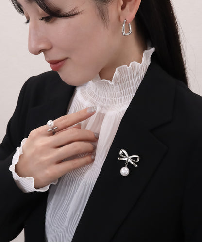 blackdia ocean リボンパールブローチ