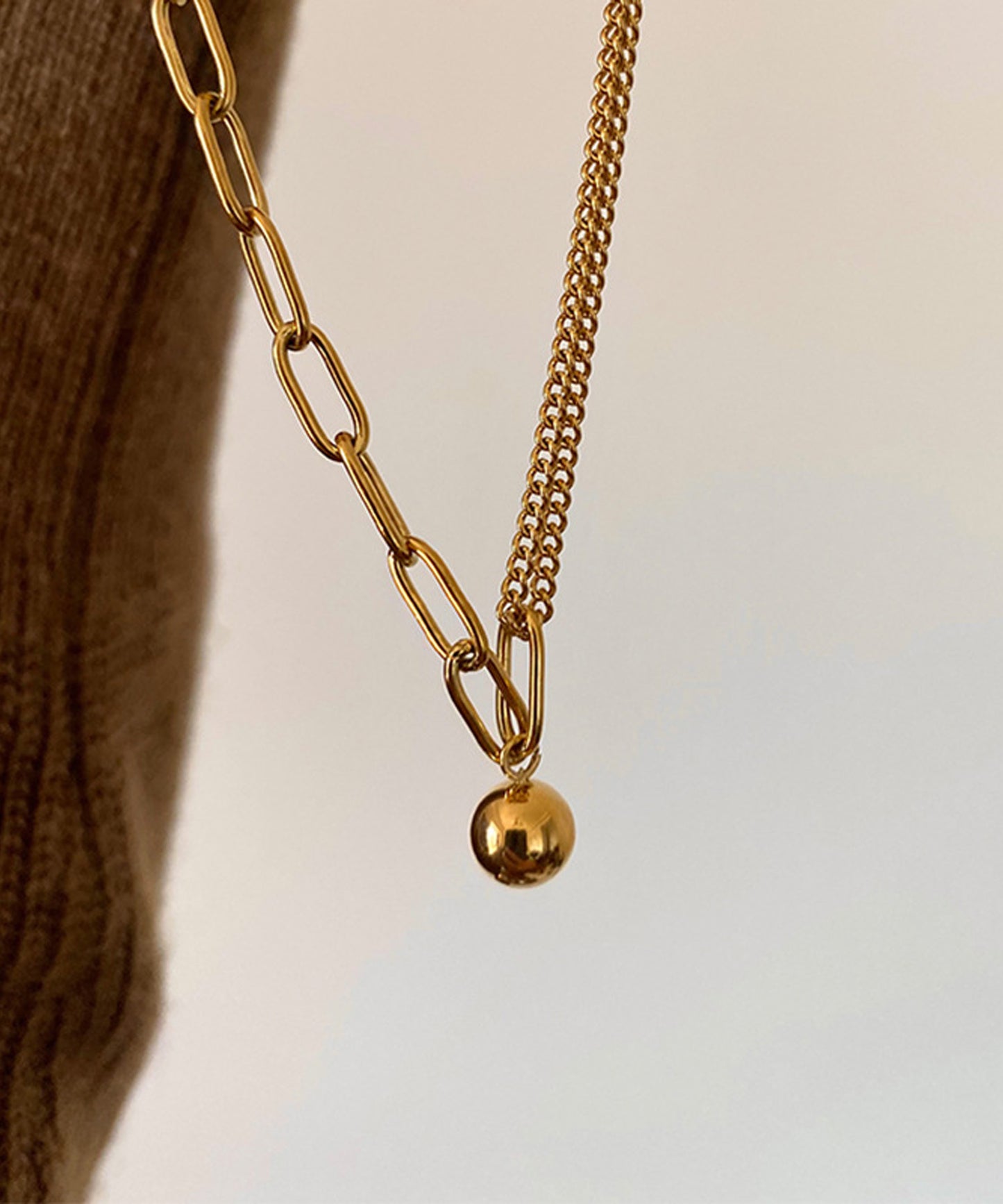 blackdia ocean ミックスチェーンボールチャームネックレス