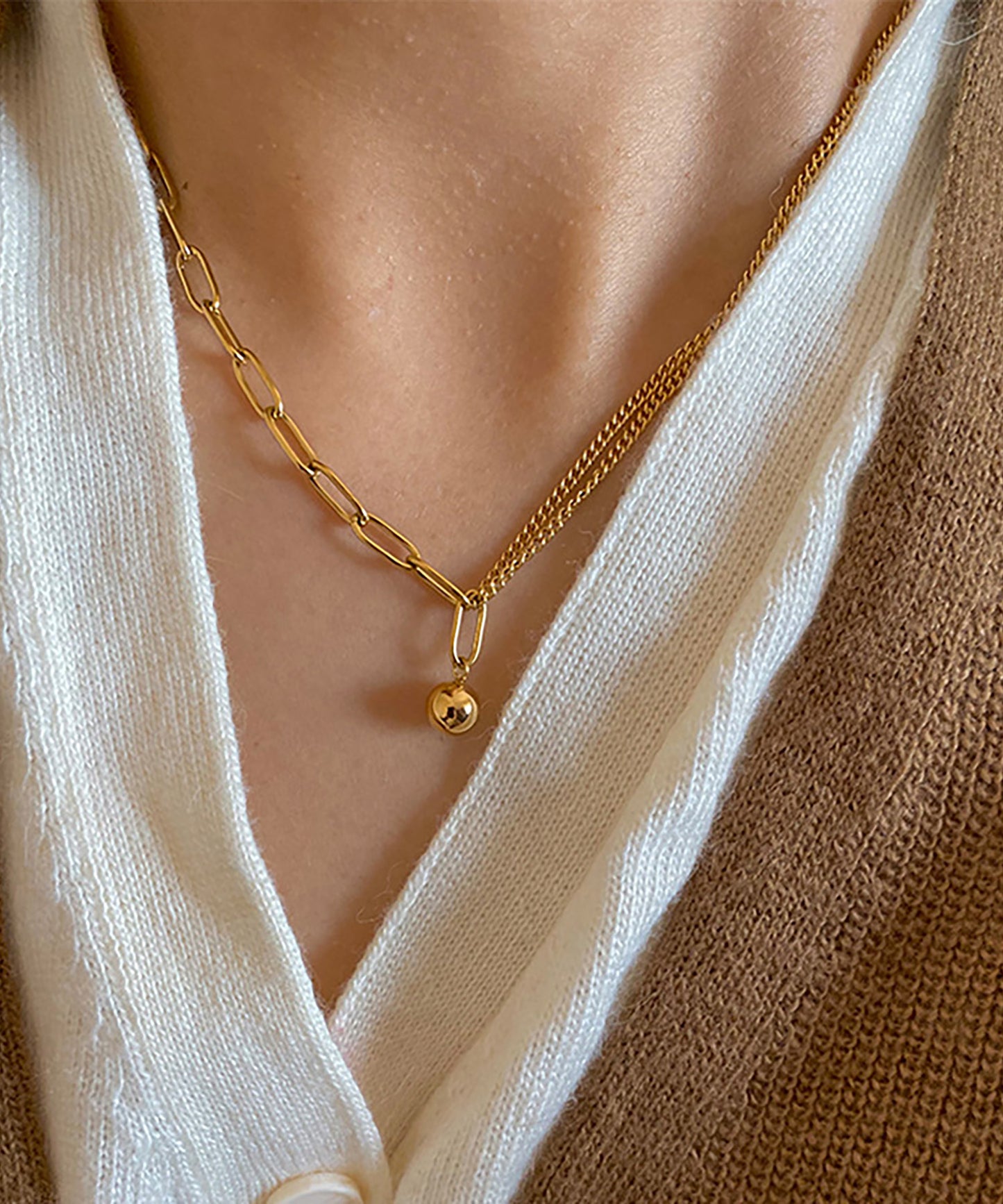 blackdia ocean ミックスチェーンボールチャームネックレス