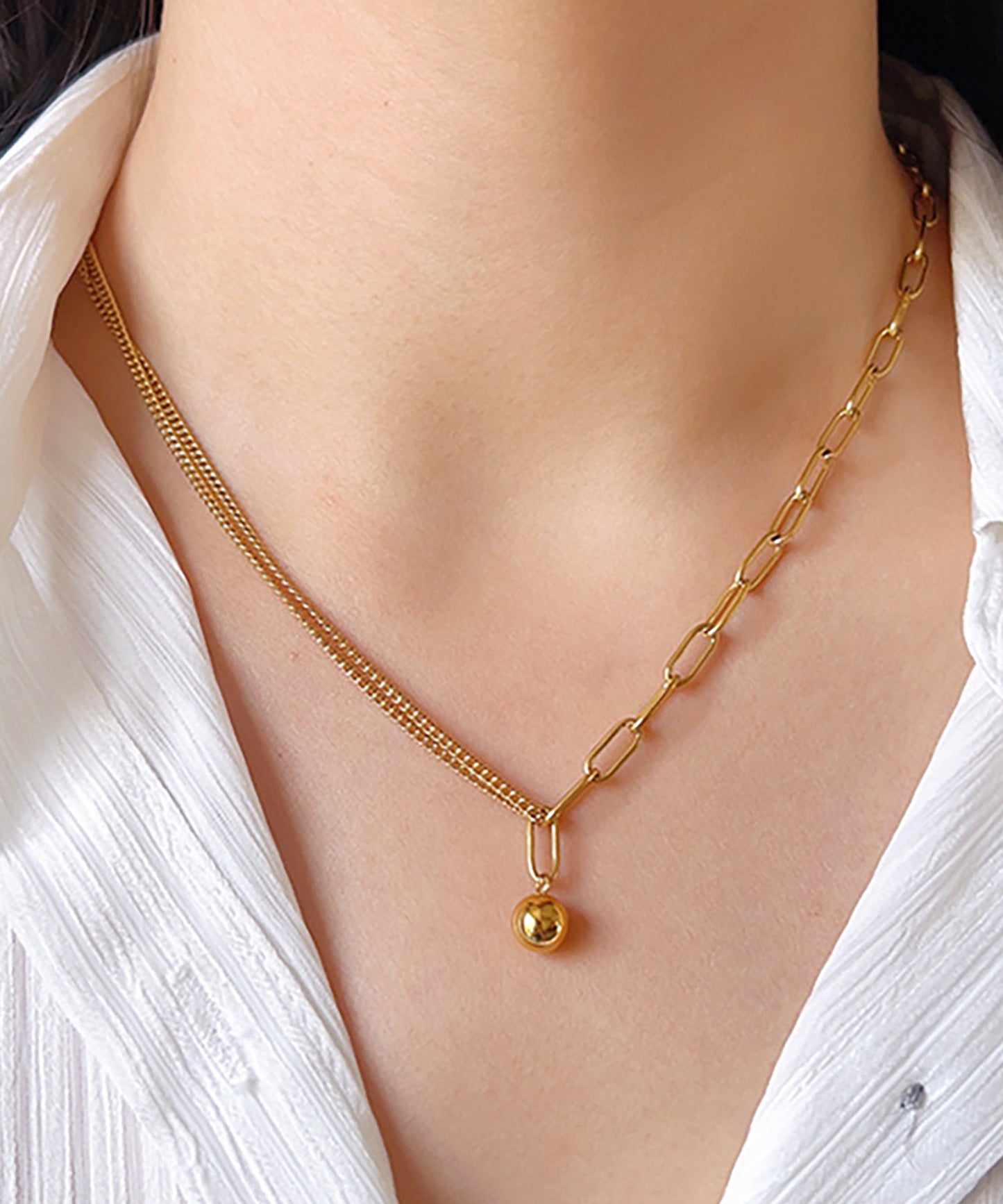 blackdia ocean ミックスチェーンボールチャームネックレス