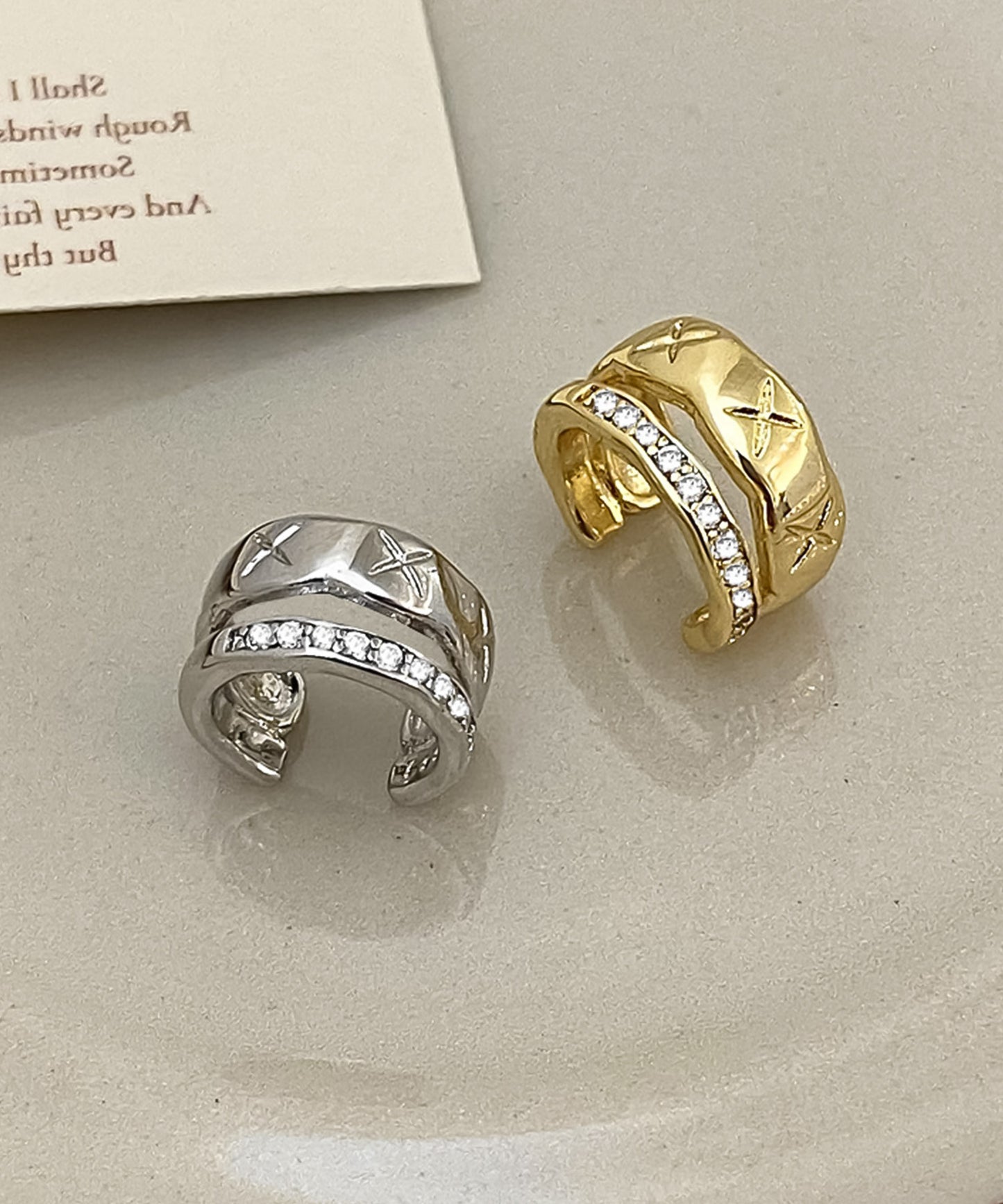 blackdia ocean キルティング&ジルコニア イヤーカフ 片耳