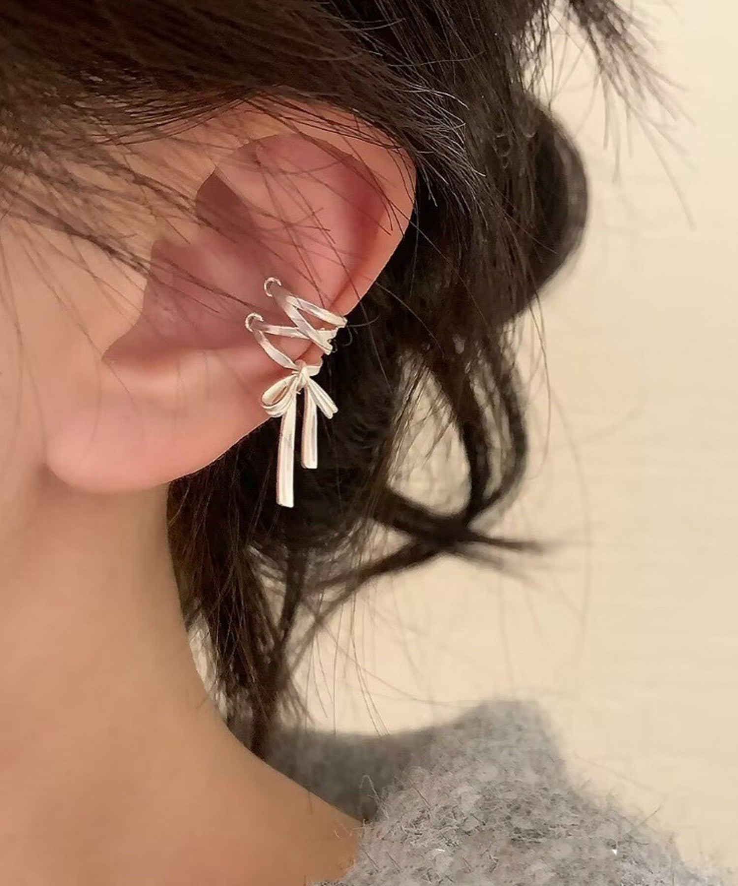 blackdia ocean 編み上げリボンイヤーカフ