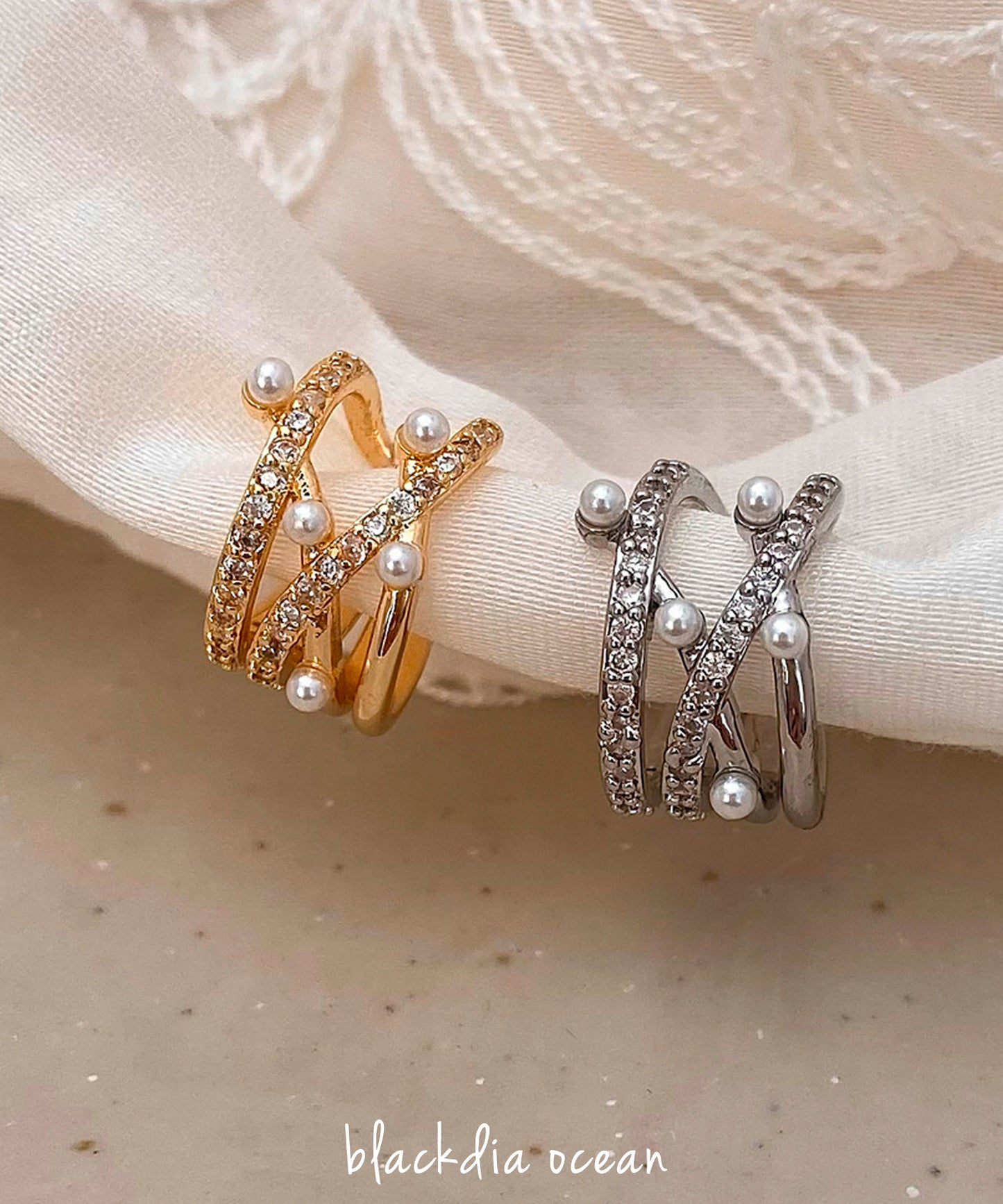 blackdia ocean ミニパールレイヤードイヤーカフ