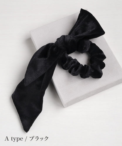 【今週末限定価格】blackdia ocean 2type ベロア リボンシュシュ