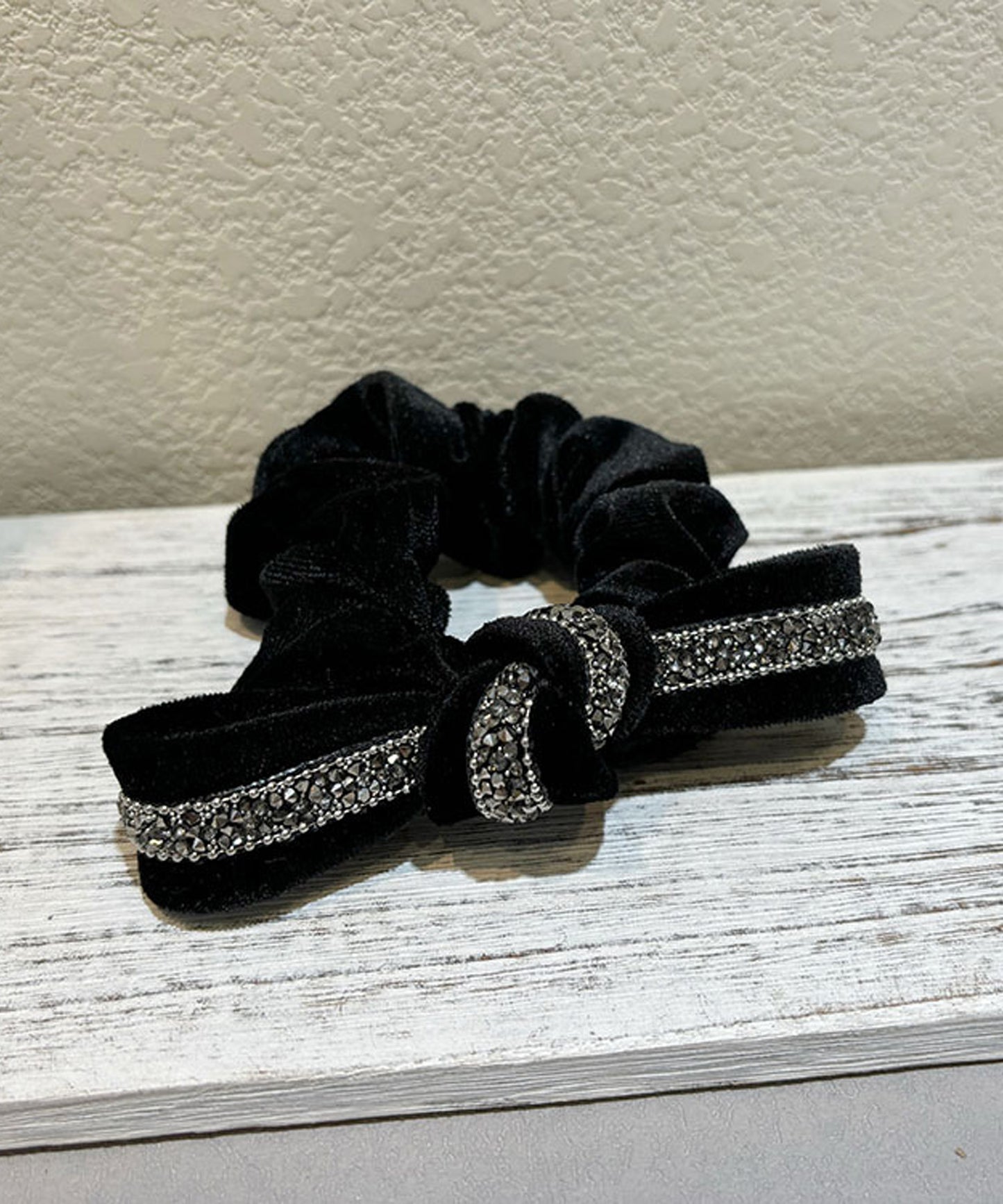 blackdia ocean ストーン付きベロアリボンシュシュ/バレッタ