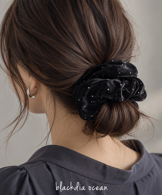 blackdia ocean ドットラインストーン ベロアシュシュ