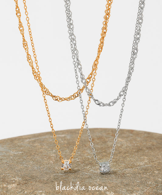 blackdia ocean ジルコニアレイヤードチェーンネックレス