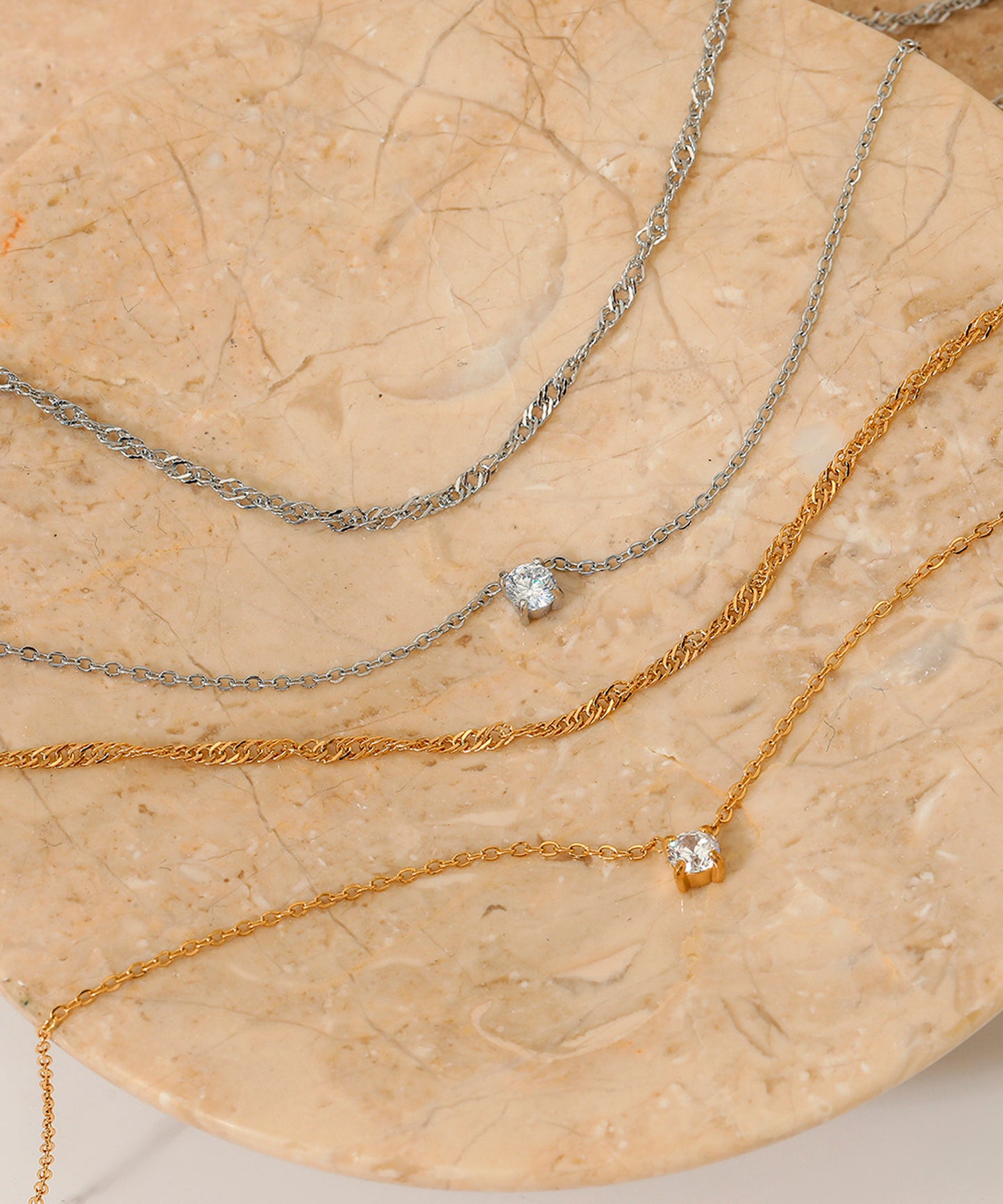 blackdia ocean ジルコニアレイヤードチェーンネックレス