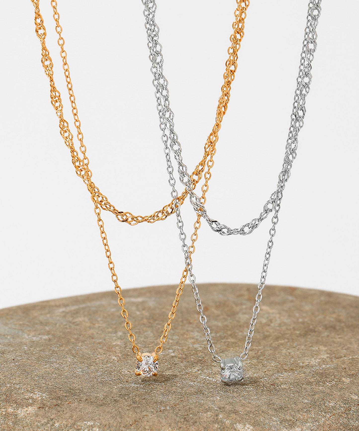 blackdia ocean ジルコニアレイヤードチェーンネックレス