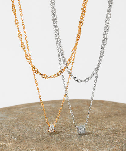 blackdia ocean ジルコニアレイヤードチェーンネックレス