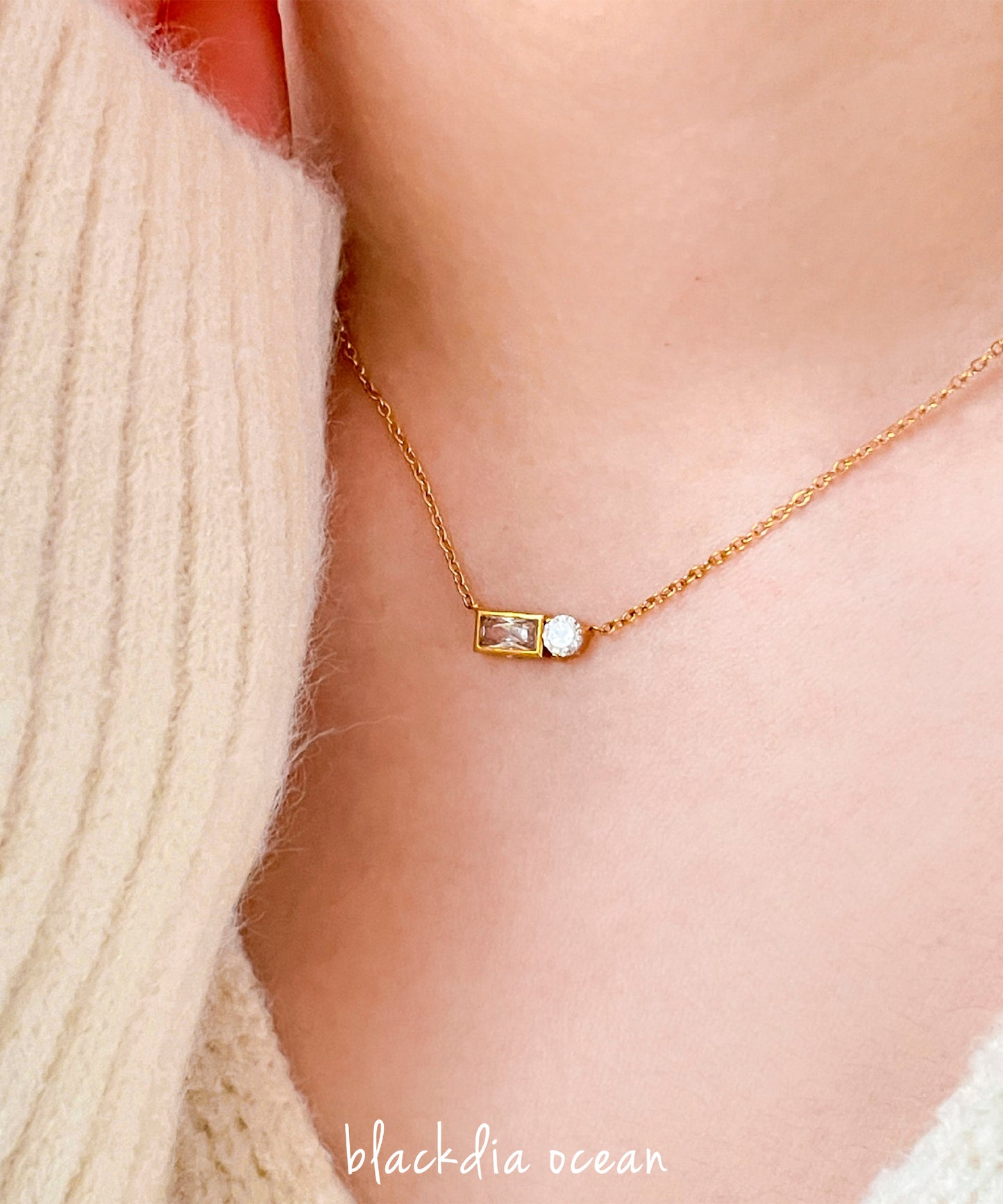 blackdia ocean スクエア＆ストーンネックレス