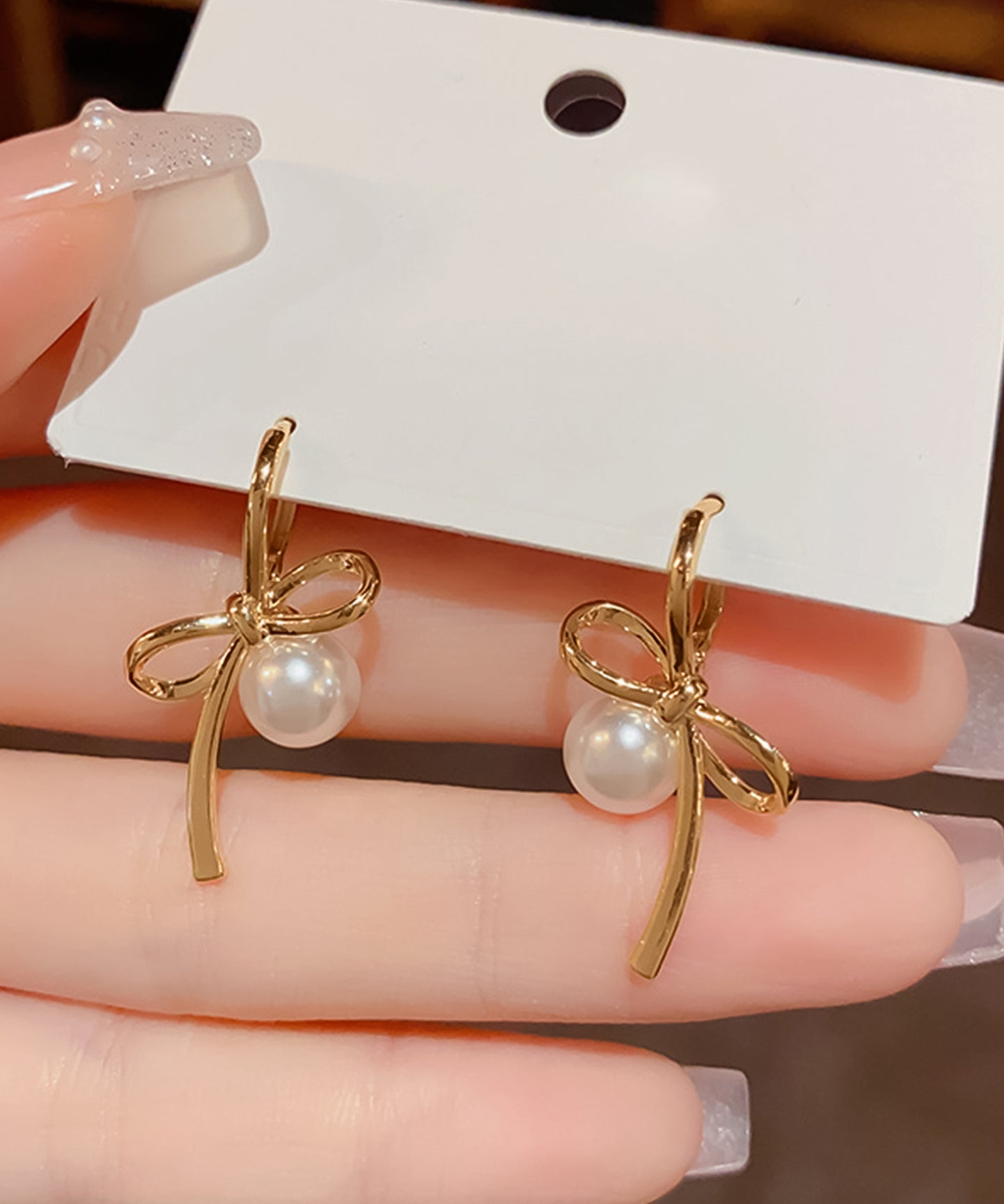 blackdia ocean ニュアンスリボン パールピアス