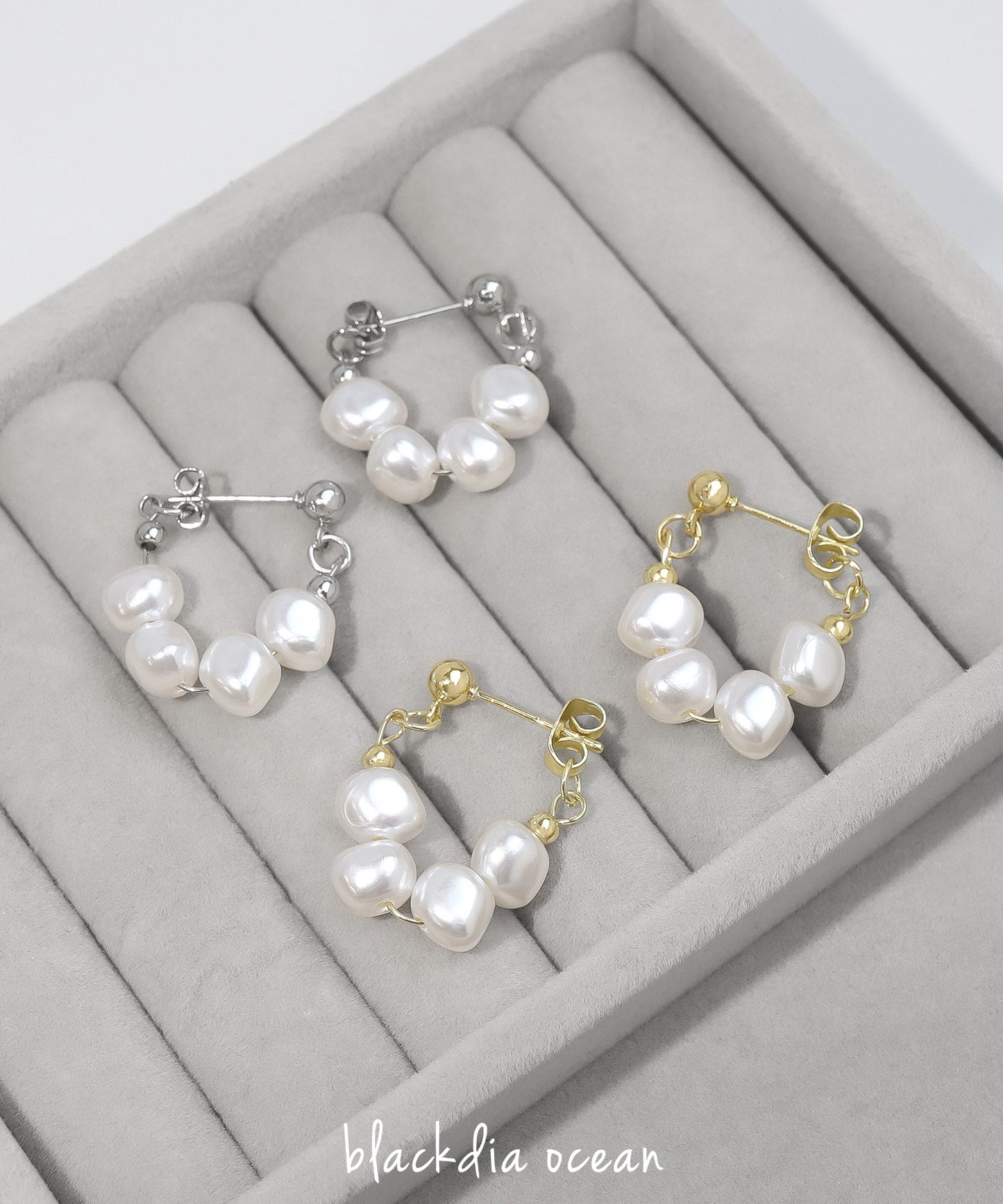 blackdia ocean バロックパール リングピアス