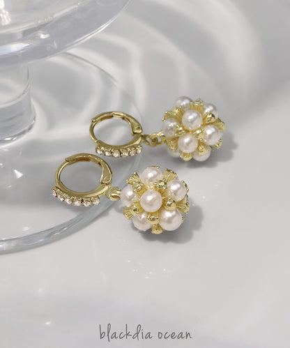 【今週末限定価格】blackdia ocean パールメッシュボールピアス