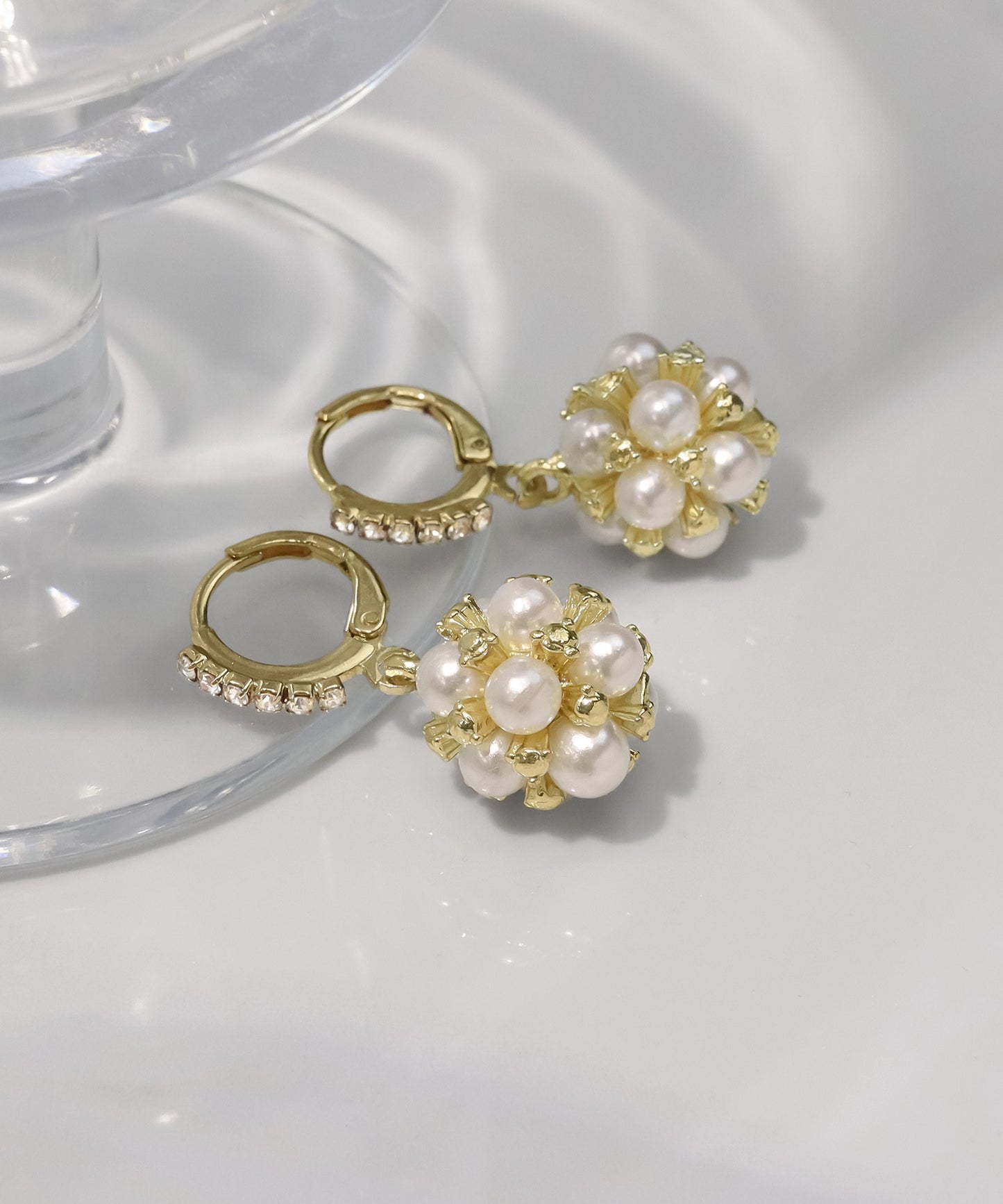 【今週末限定価格】blackdia ocean パールメッシュボールピアス