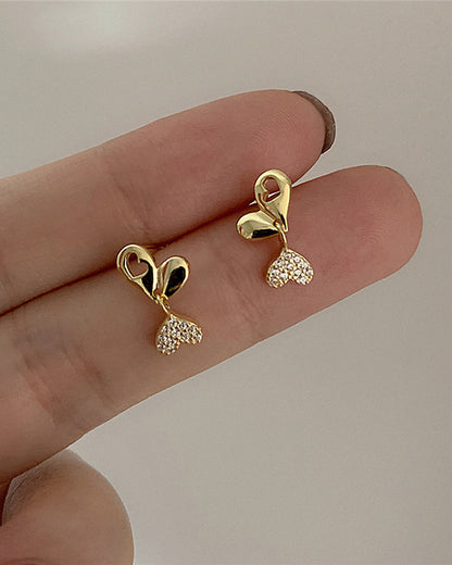 blackdia ocean ダブルハート ミニピアス/イヤリング
