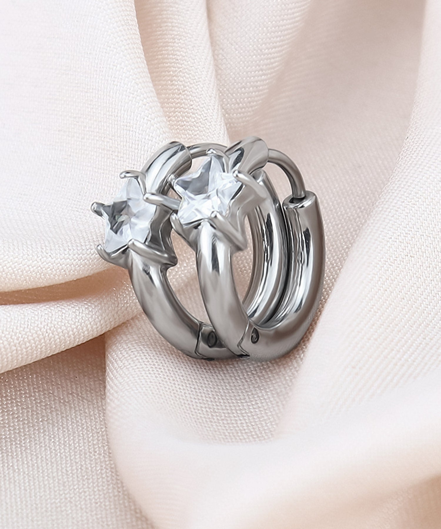 blackdia ocean ポイントジルコニア フープピアス